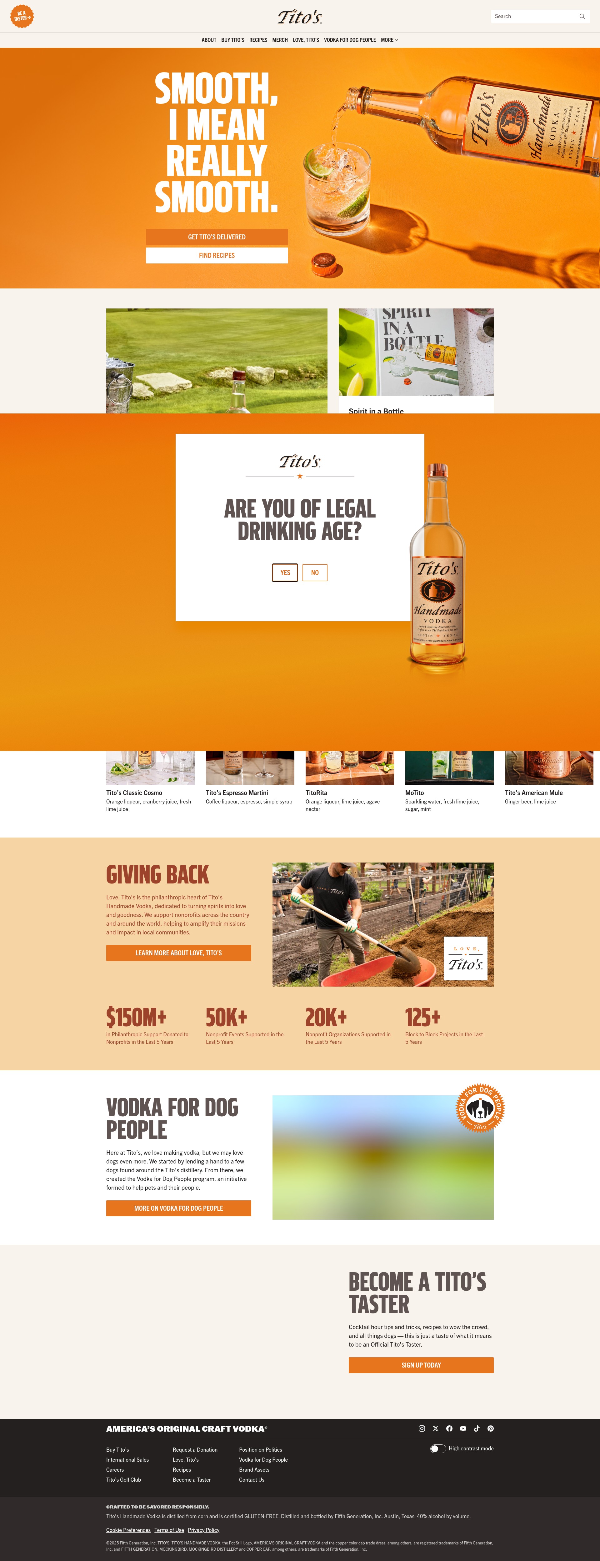 Screenshot of titosvodka.com