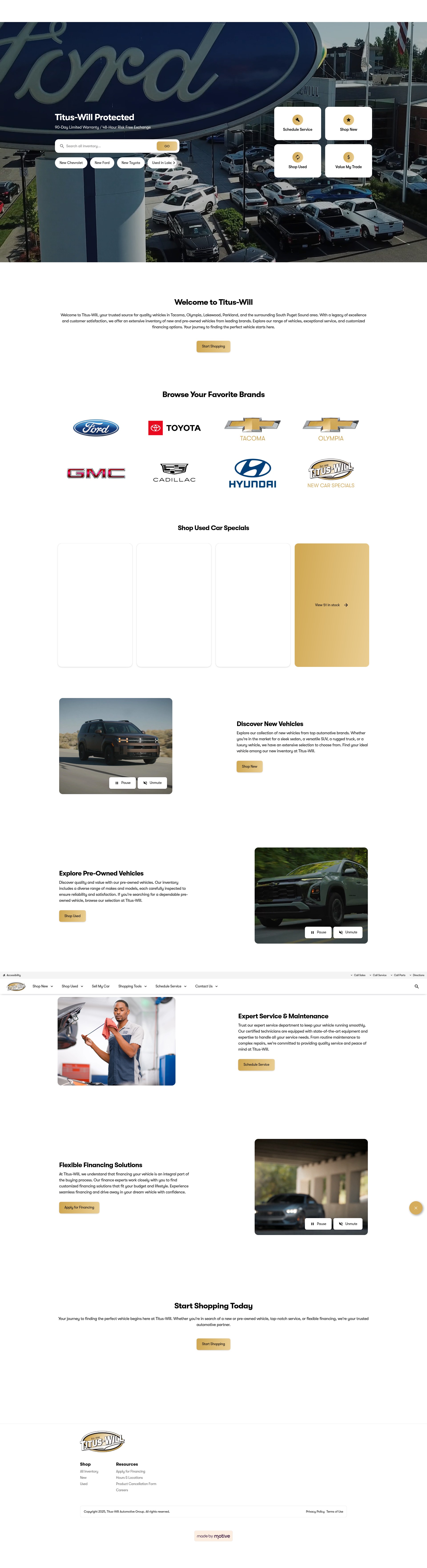 Screenshot of tituswillcars.com