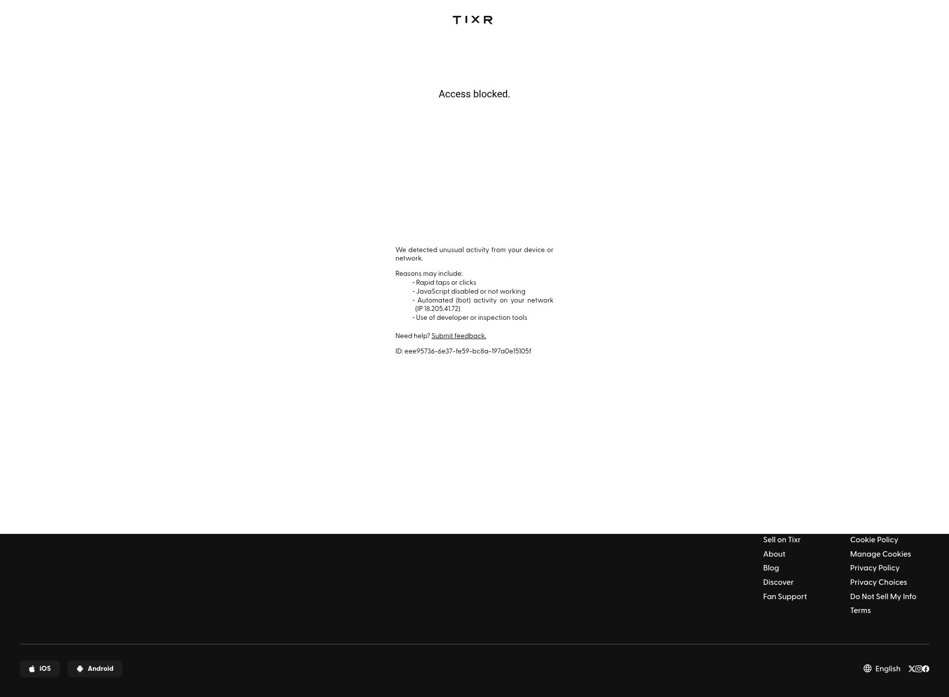 Screenshot of tixr.com