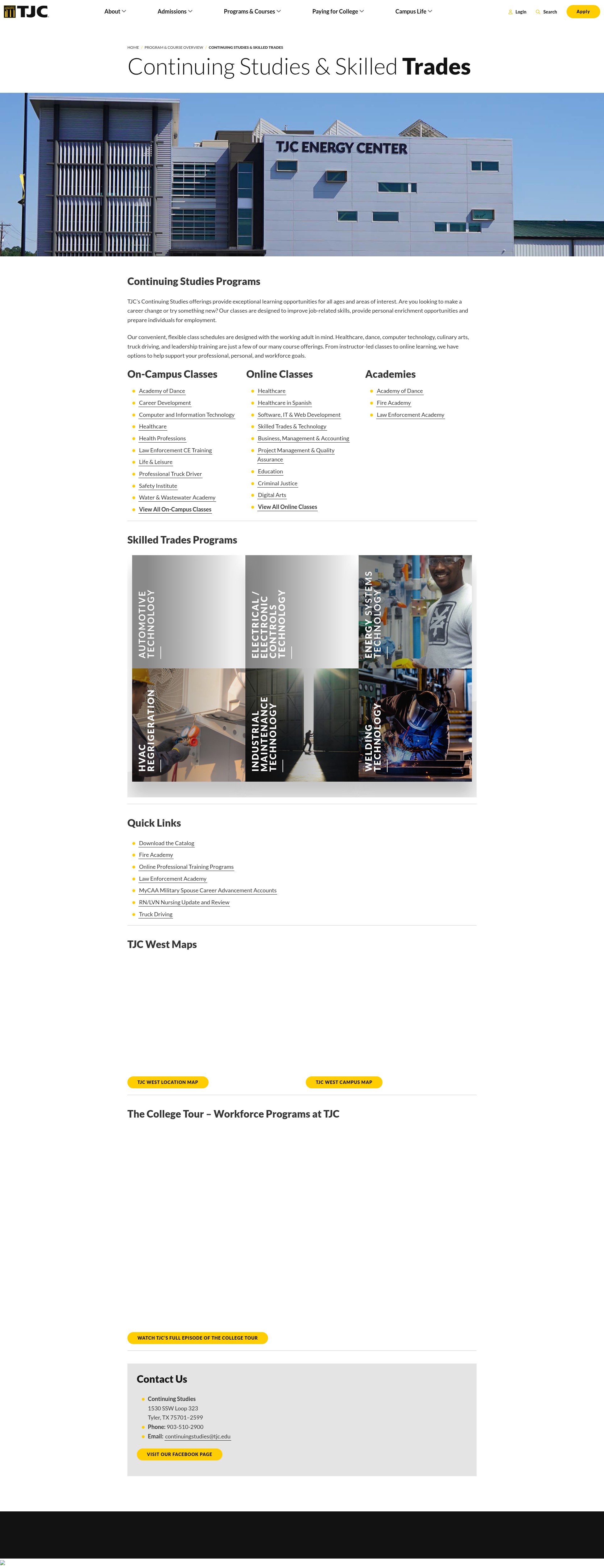 Screenshot of tjc.edu