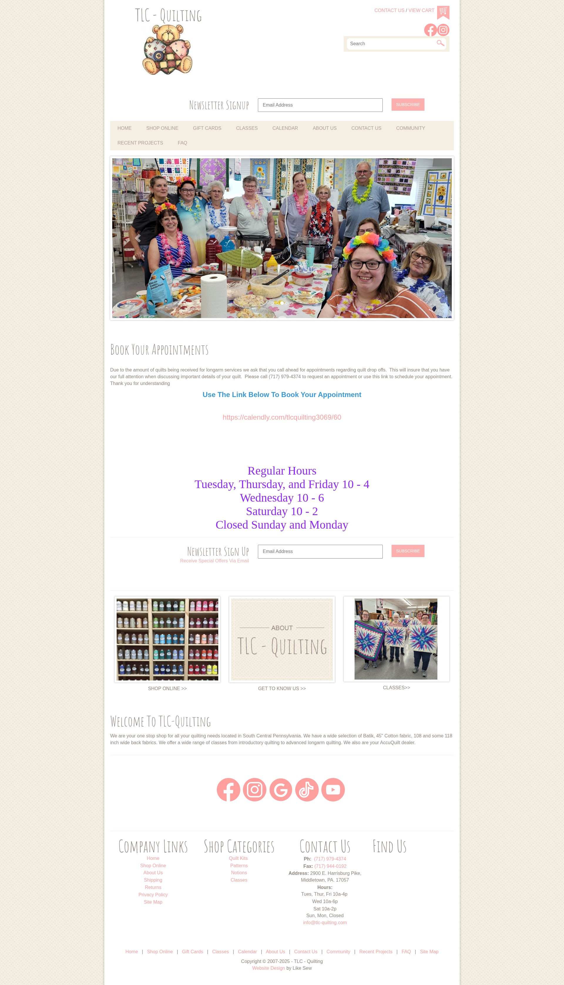 Screenshot of tlc-quilting.com