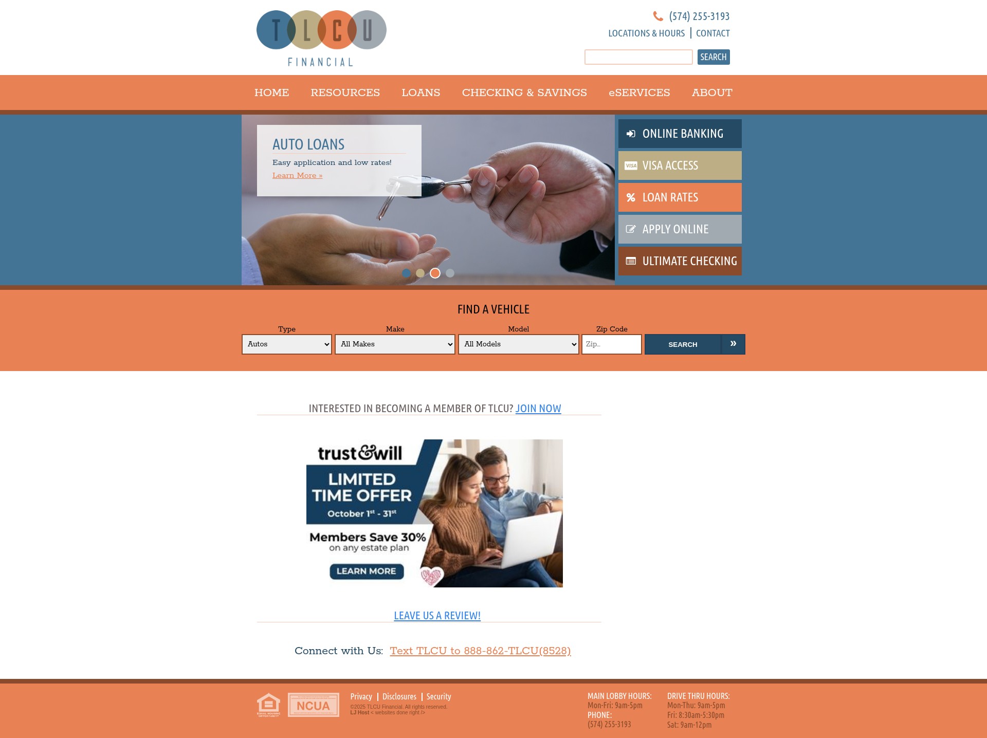 Screenshot of tlcufinancial.org