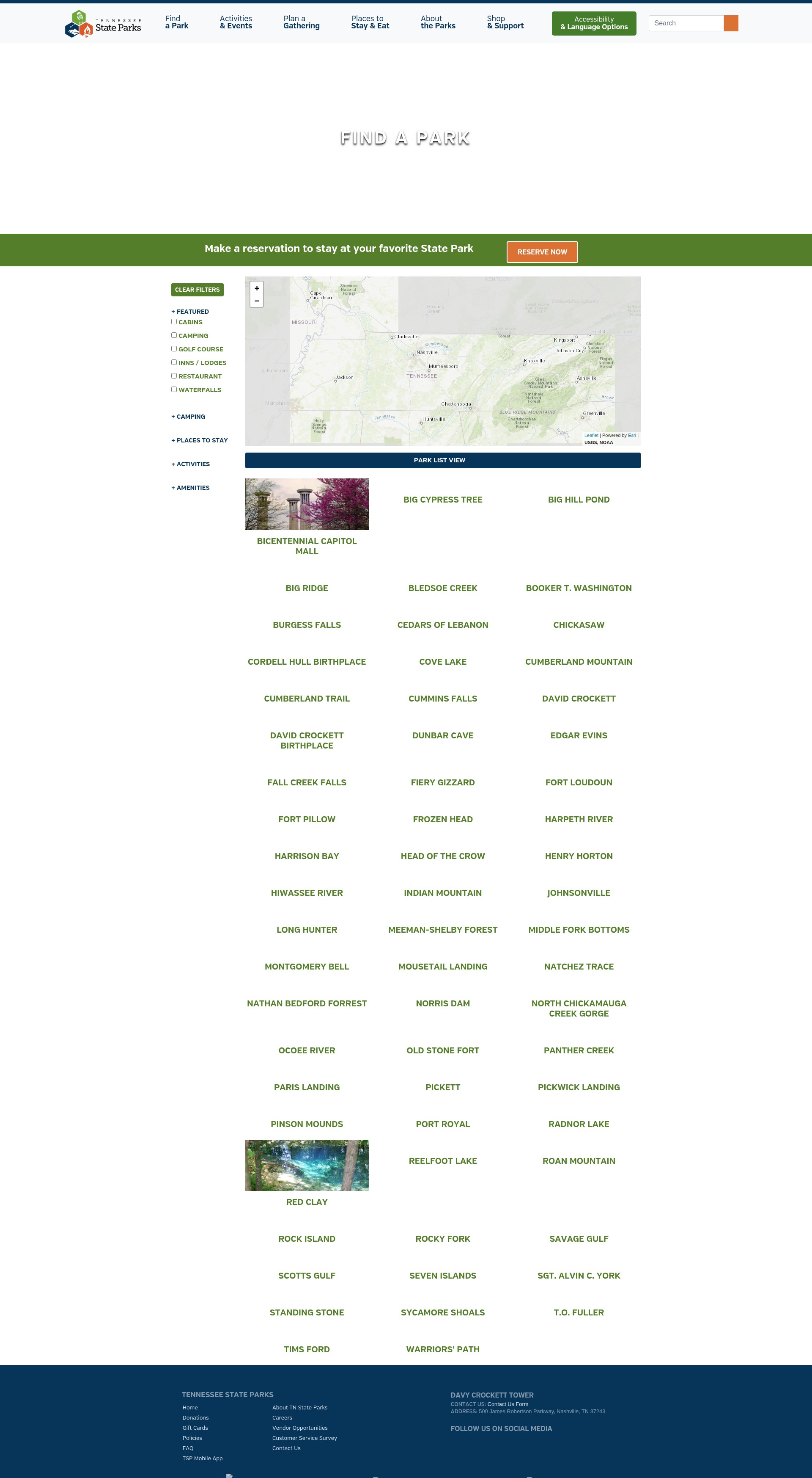 Screenshot of tnstateparks.com