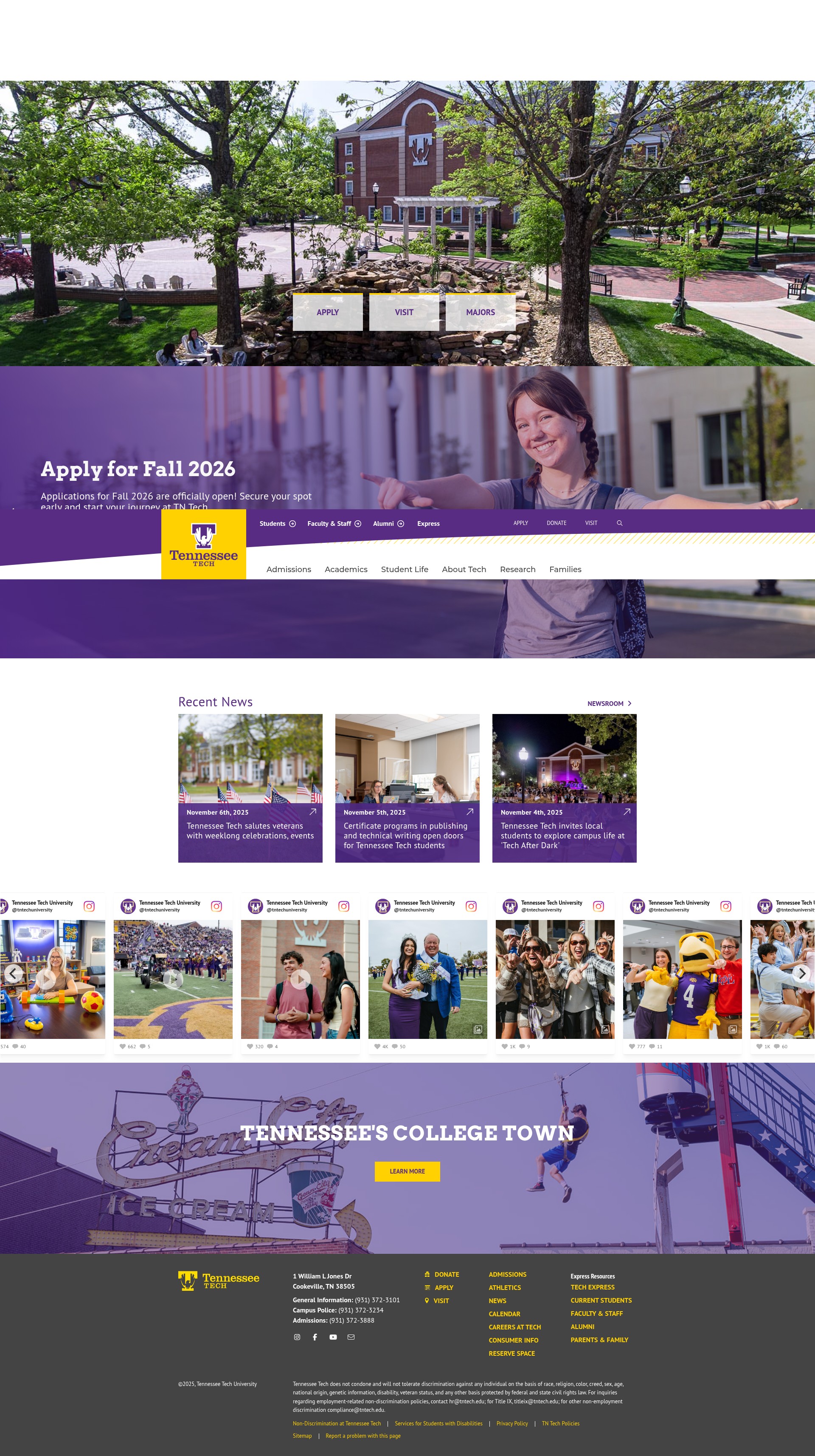Screenshot of tntech.edu