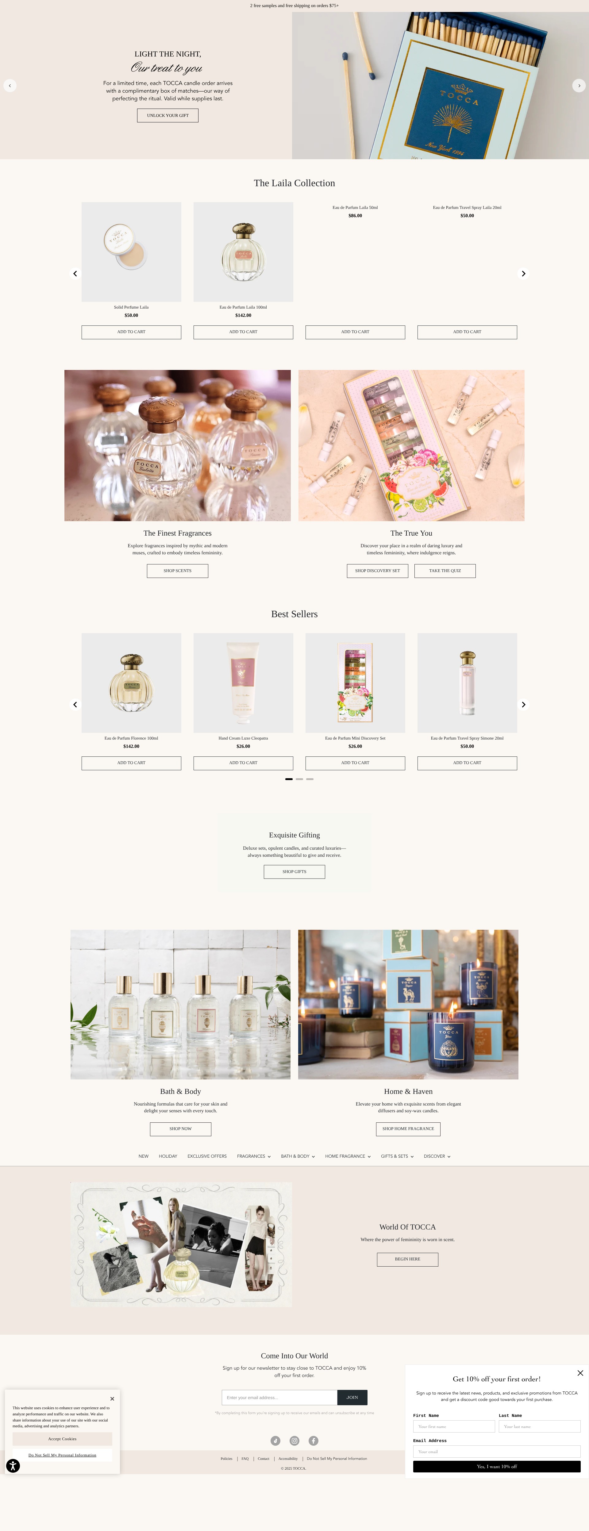 Screenshot of tocca.com