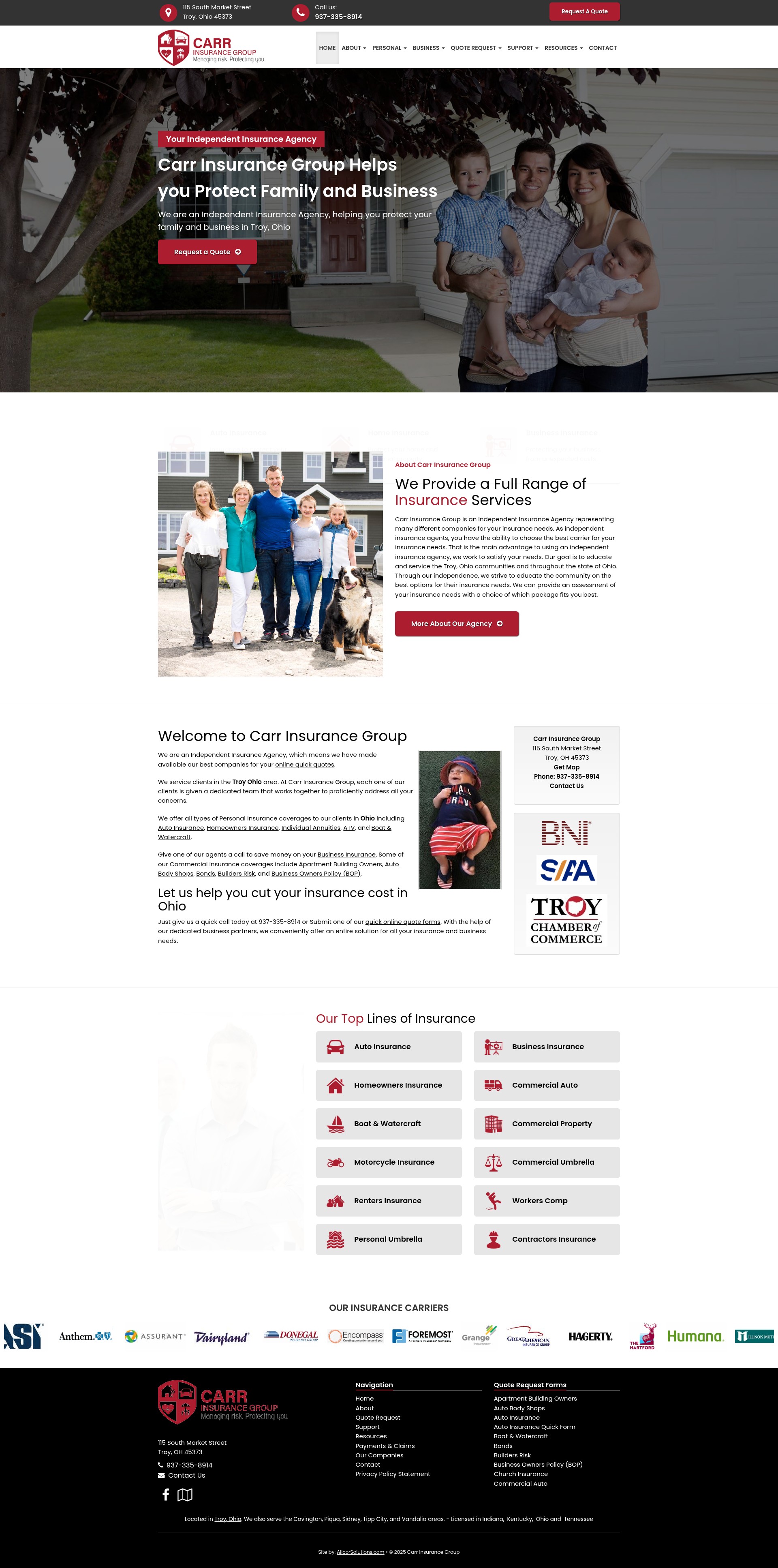 Screenshot of toddcarrinsurance.com