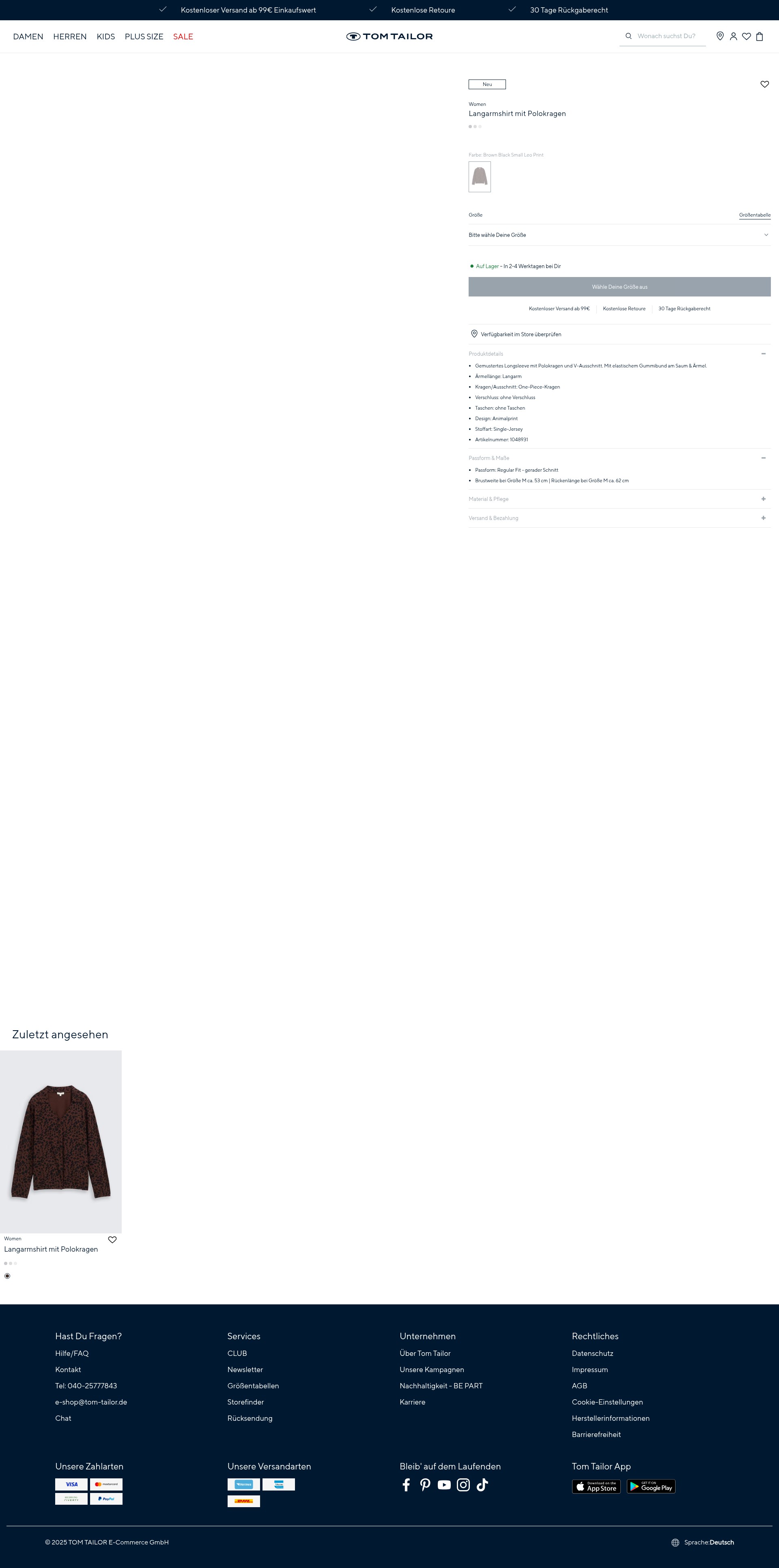 Screenshot of tom-tailor.de