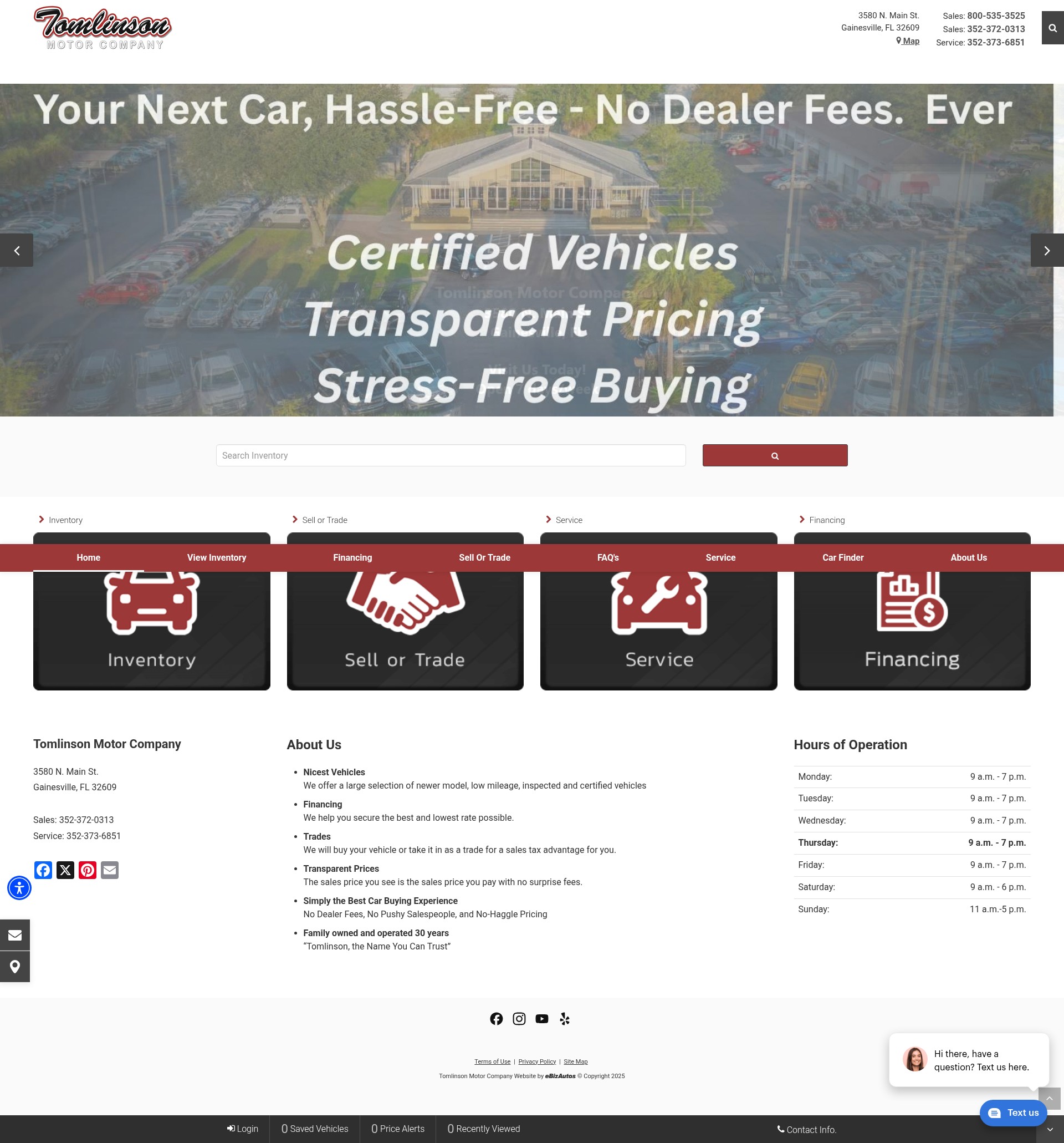 Screenshot of tomlinsonmotorco.com