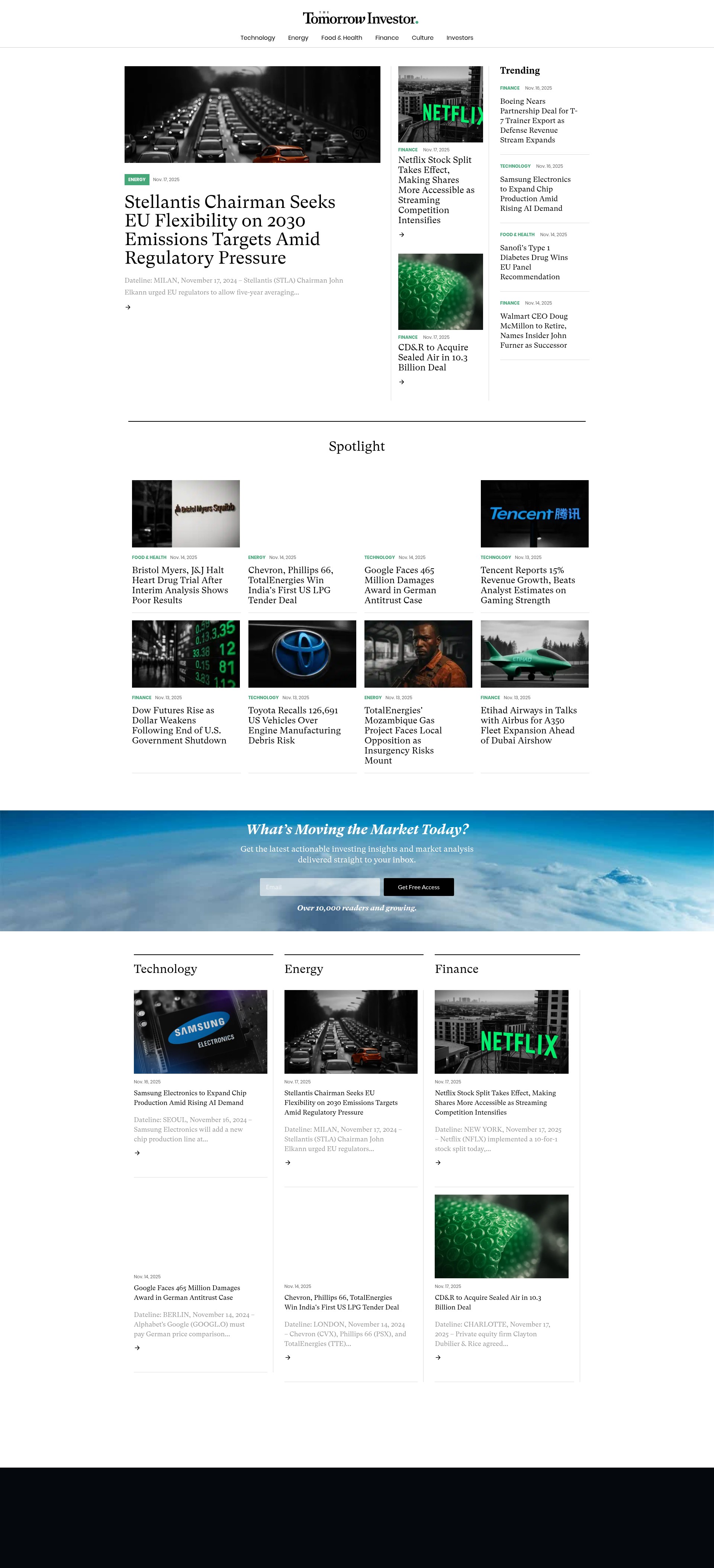 Screenshot of tomorrowinvestor.com
