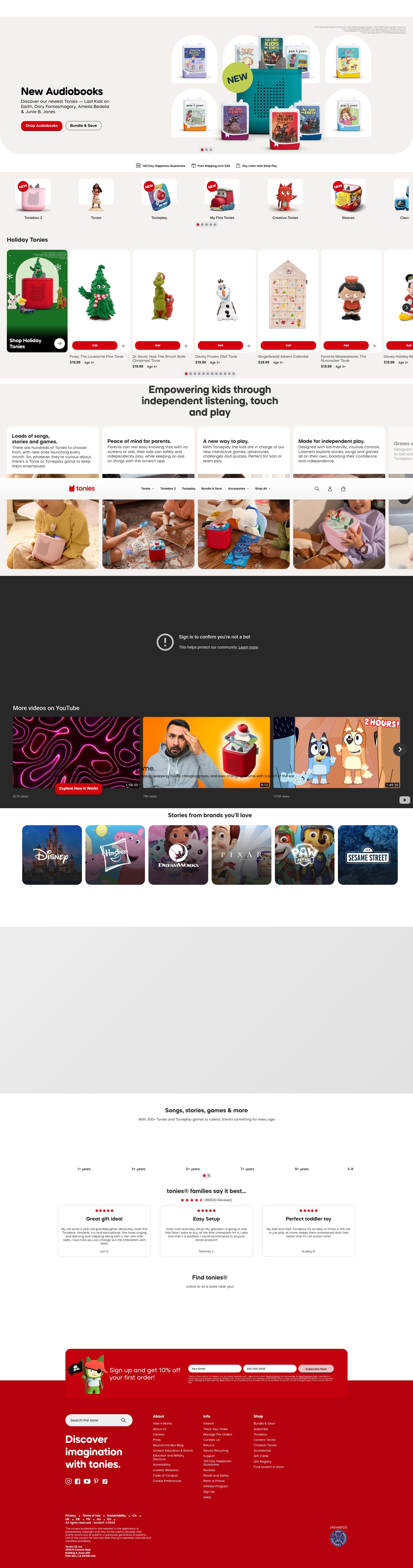 Screenshot of tonies.com