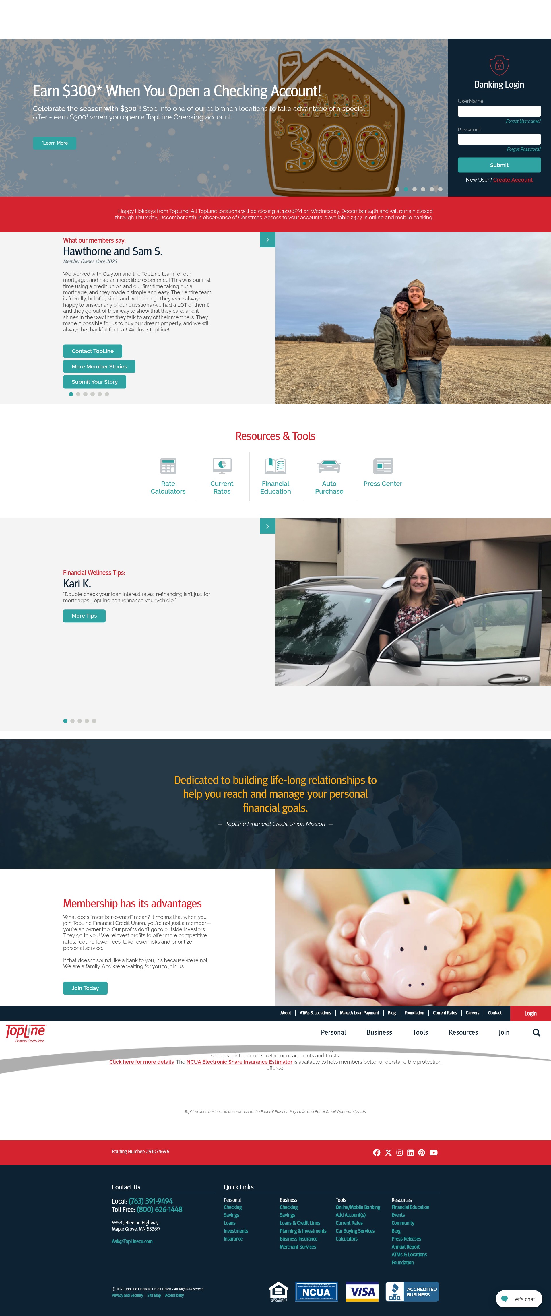 Screenshot of toplinecu.com