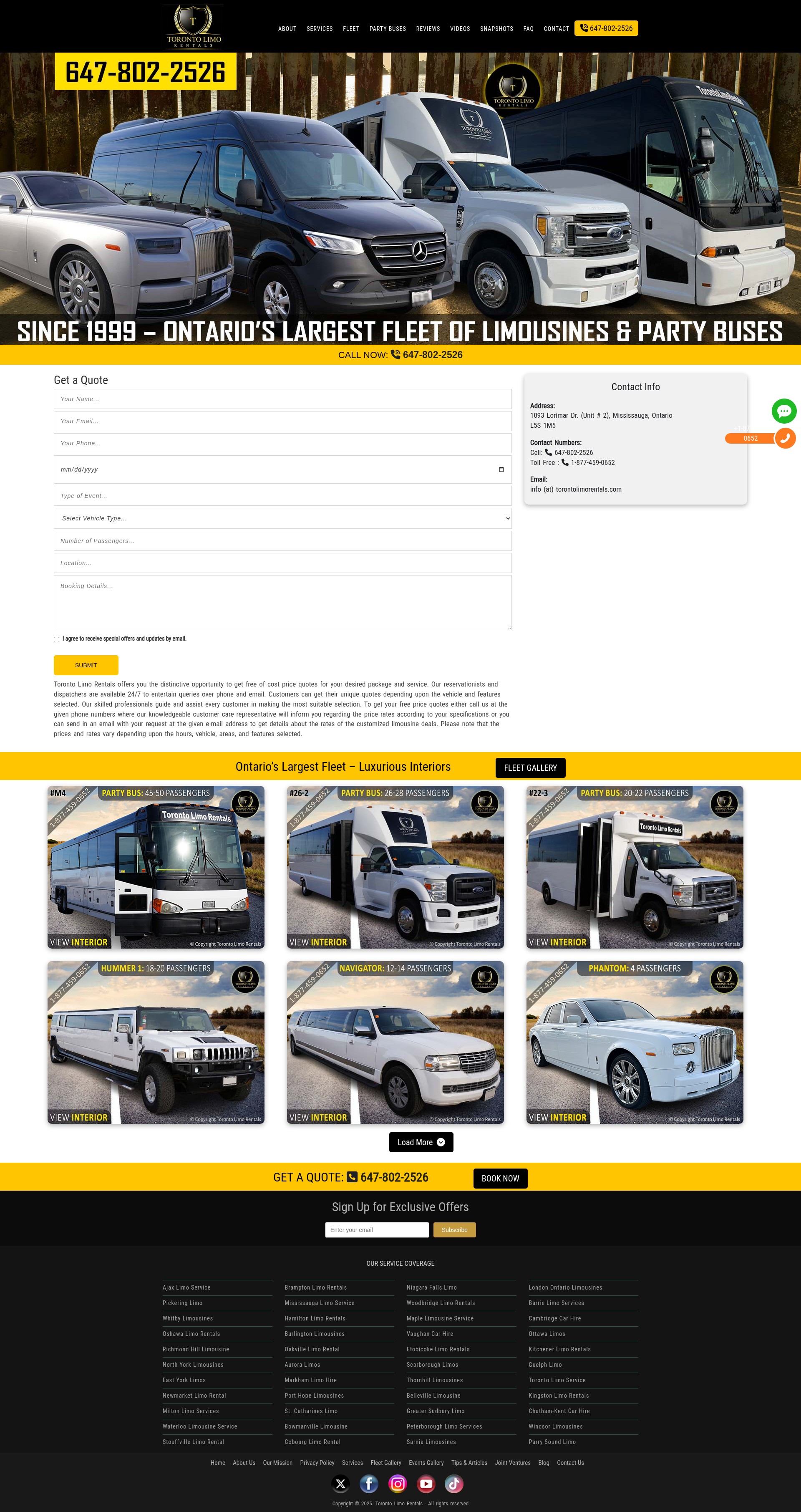 Screenshot of torontolimorentals.com