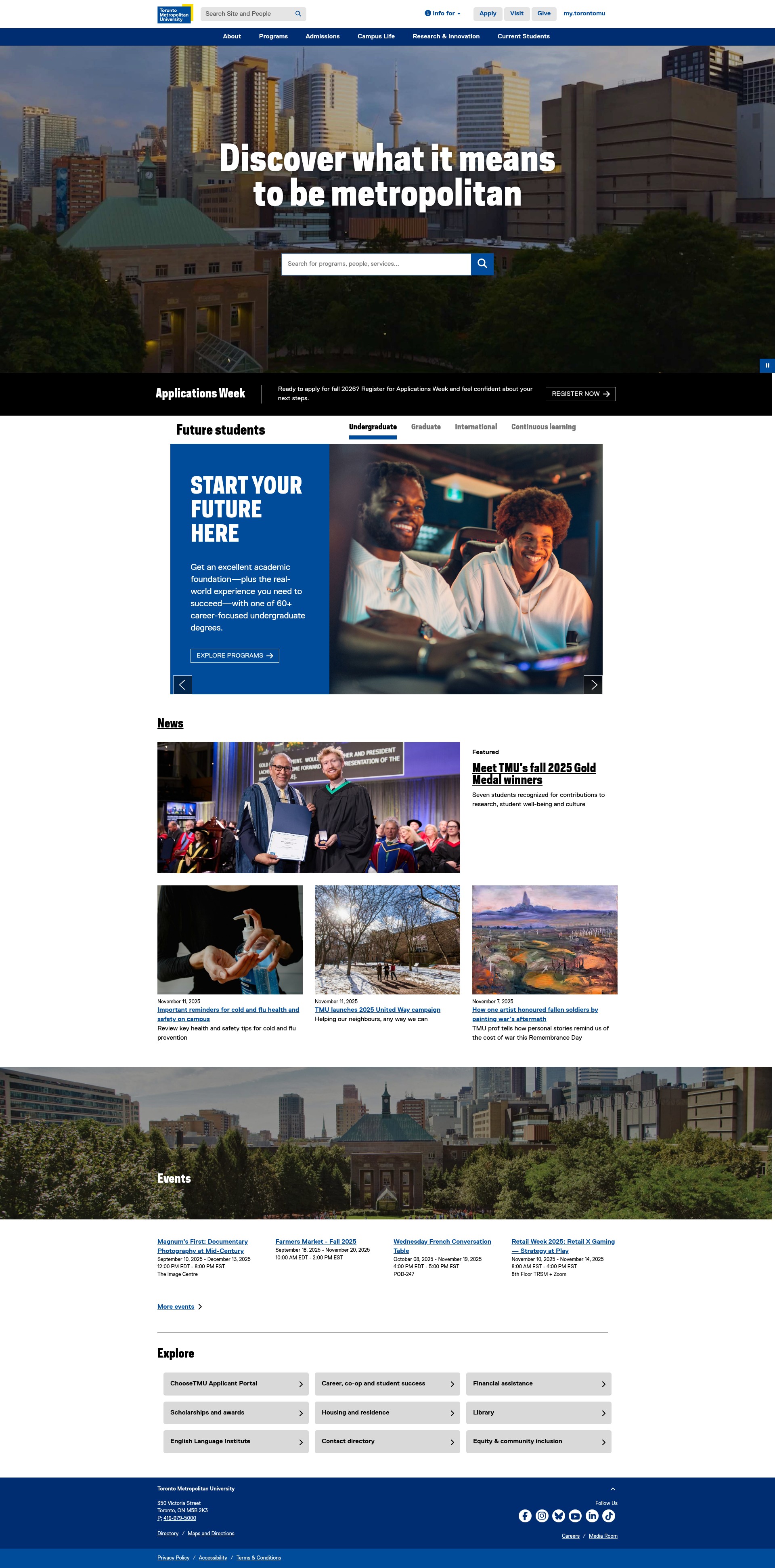 Screenshot of torontomu.ca