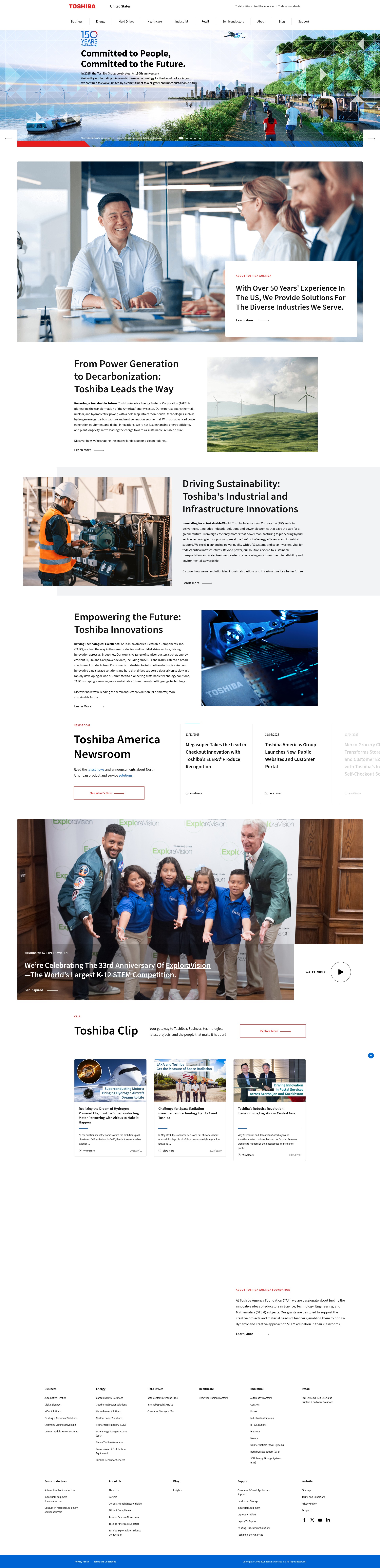 Screenshot of toshiba.com