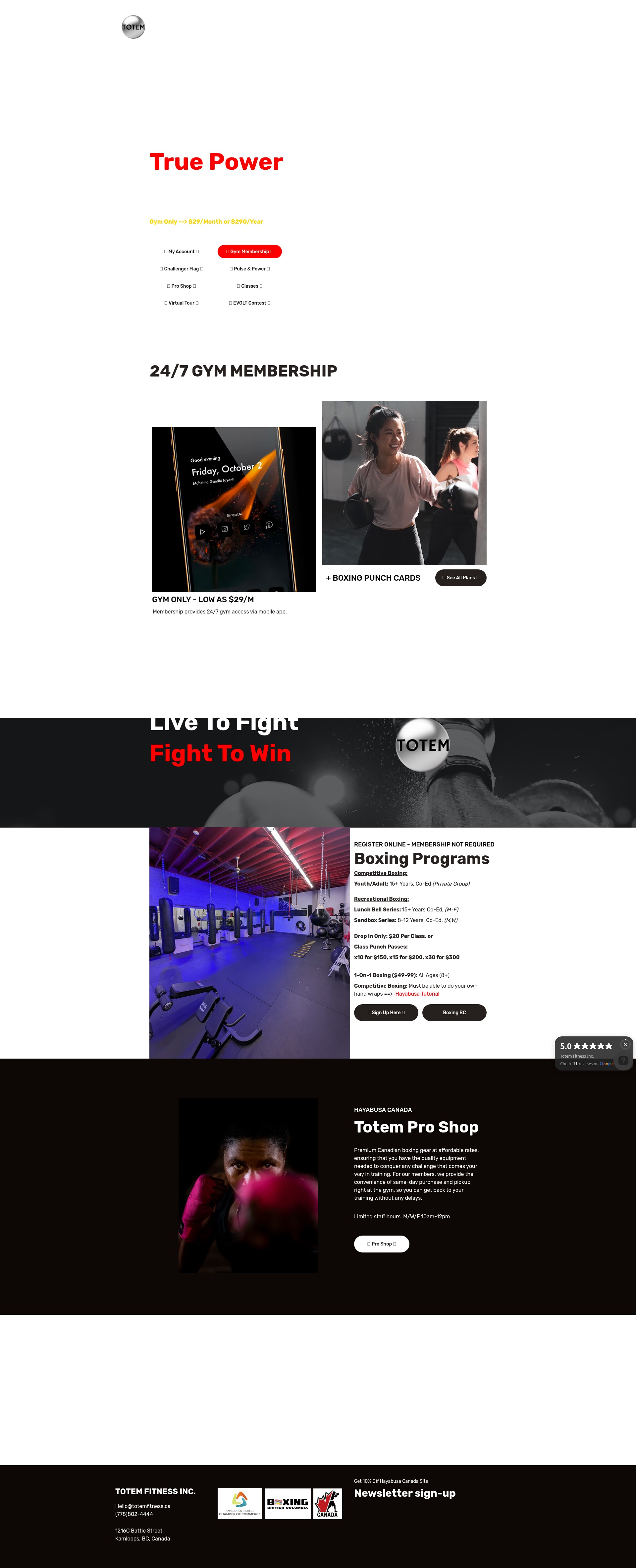 Screenshot of totemfitness.ca