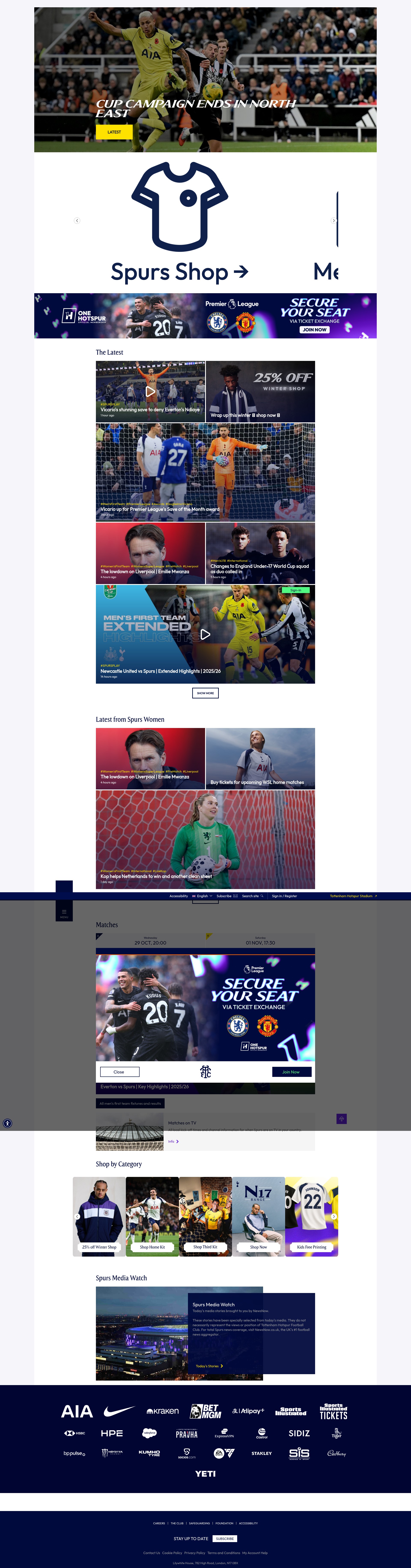 Screenshot of tottenhamhotspur.com