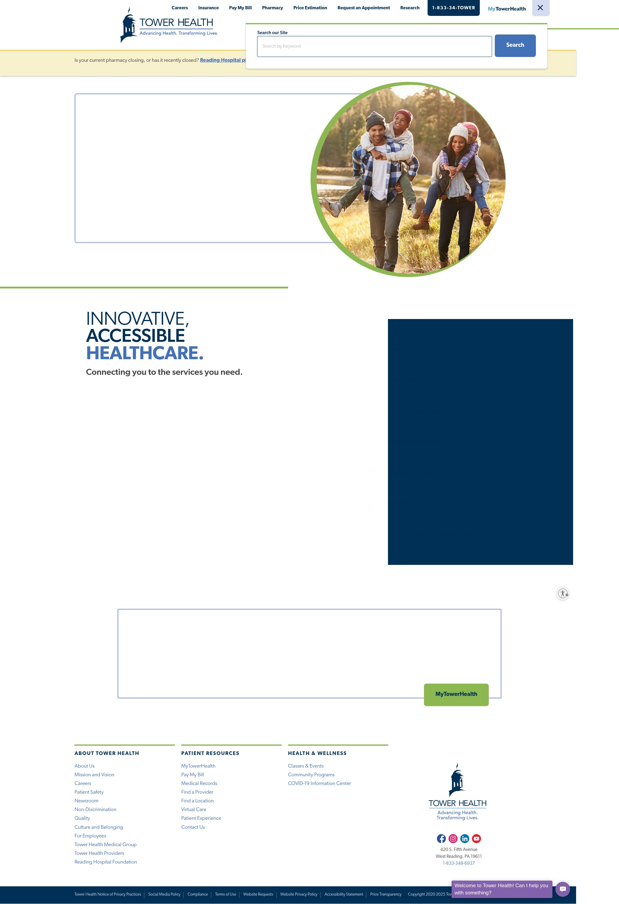 Screenshot of towerhealth.org