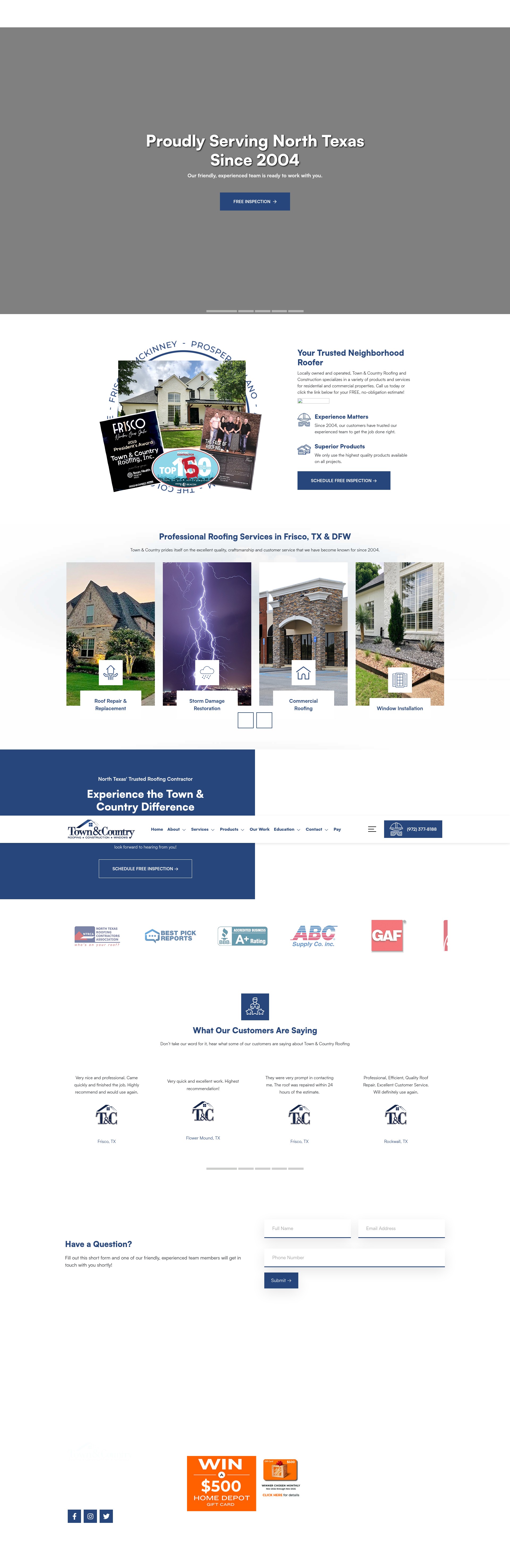 Screenshot of townandcountryroofingdfw.com
