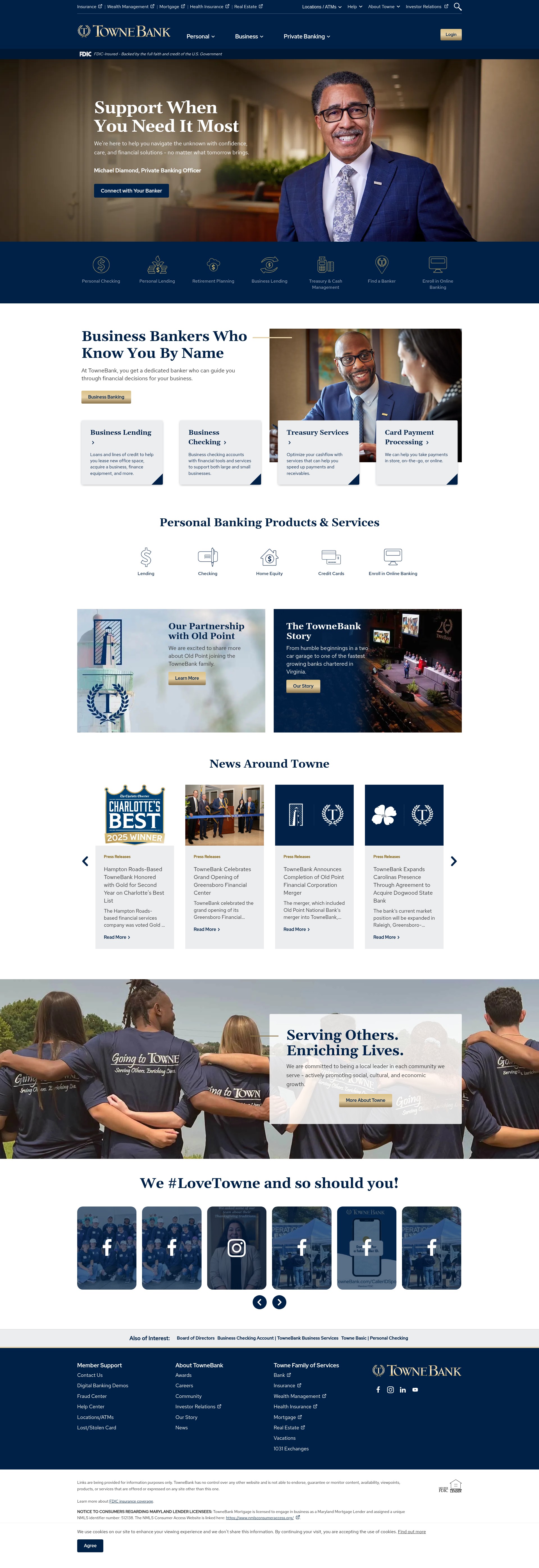 Screenshot of townebank.com