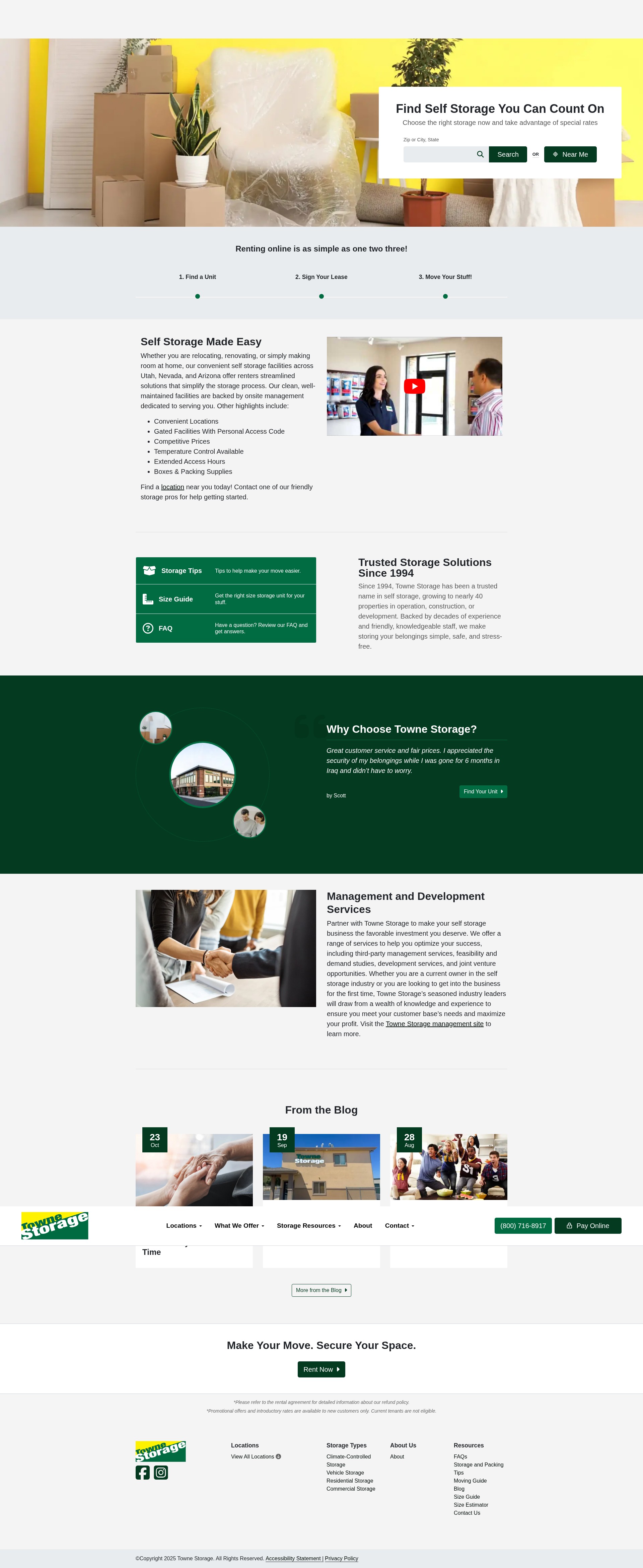 Screenshot of townestorage.com