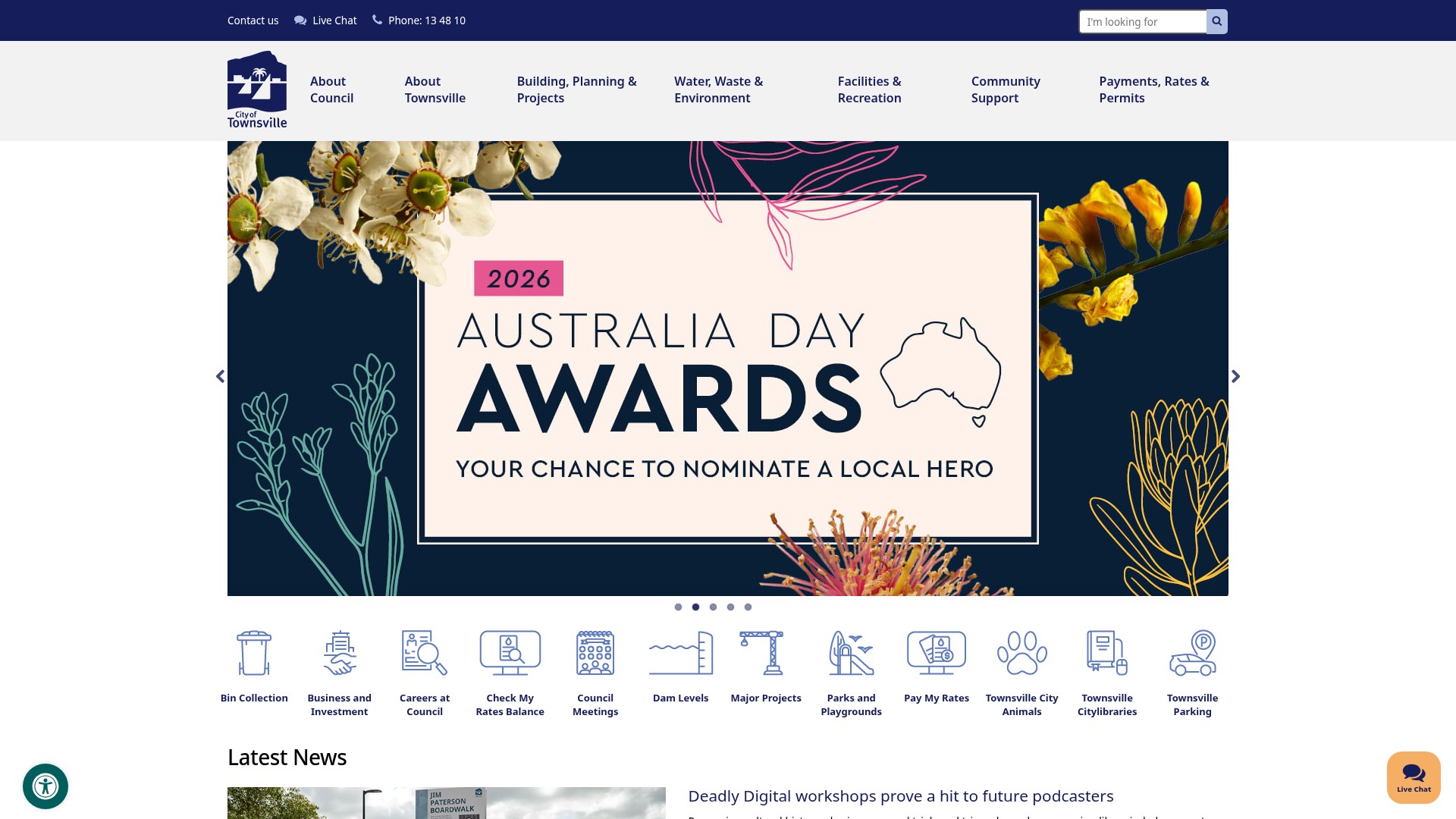 Screenshot of townsville.qld.gov.au