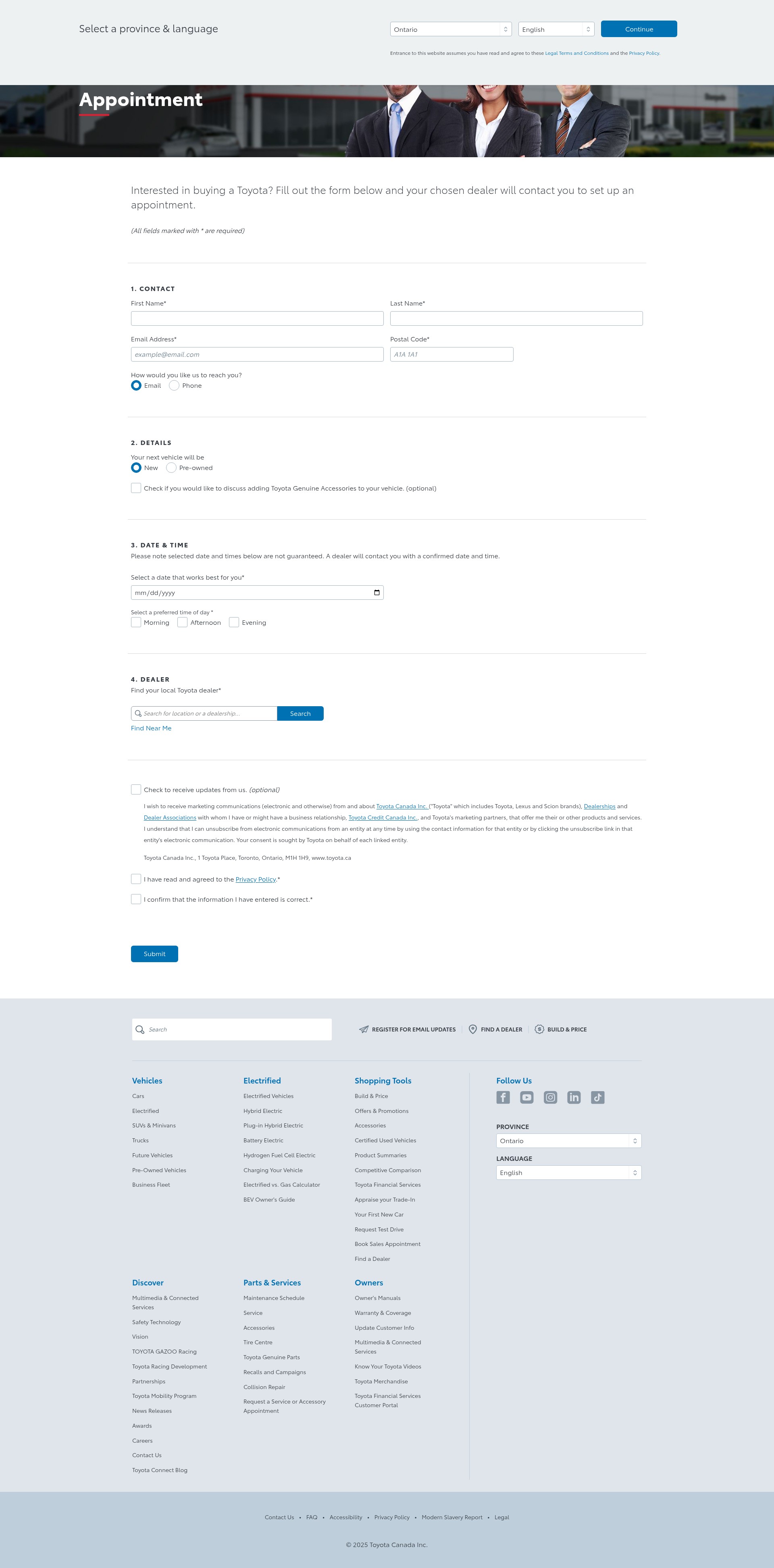 Screenshot of toyota.ca