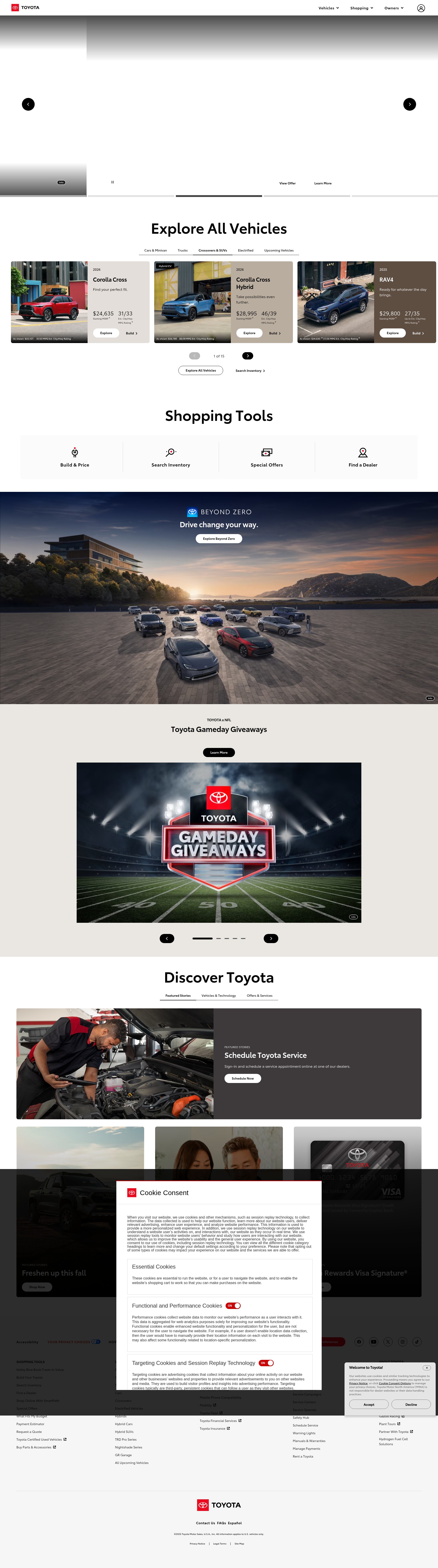 Screenshot of toyota.com