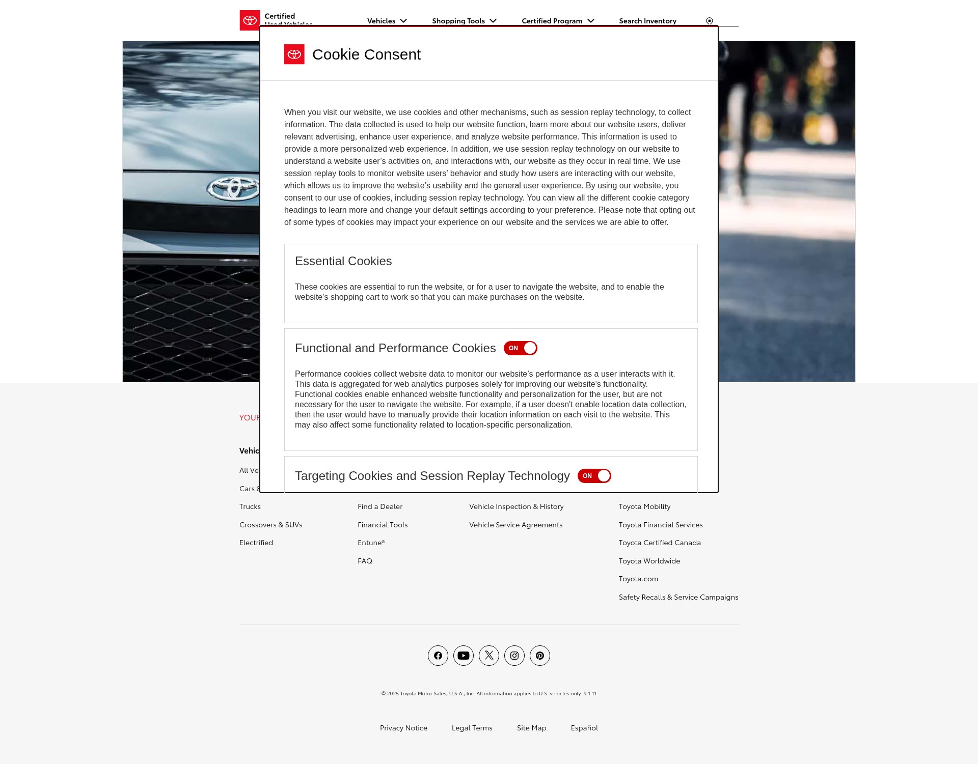 Screenshot of toyotacertified.com