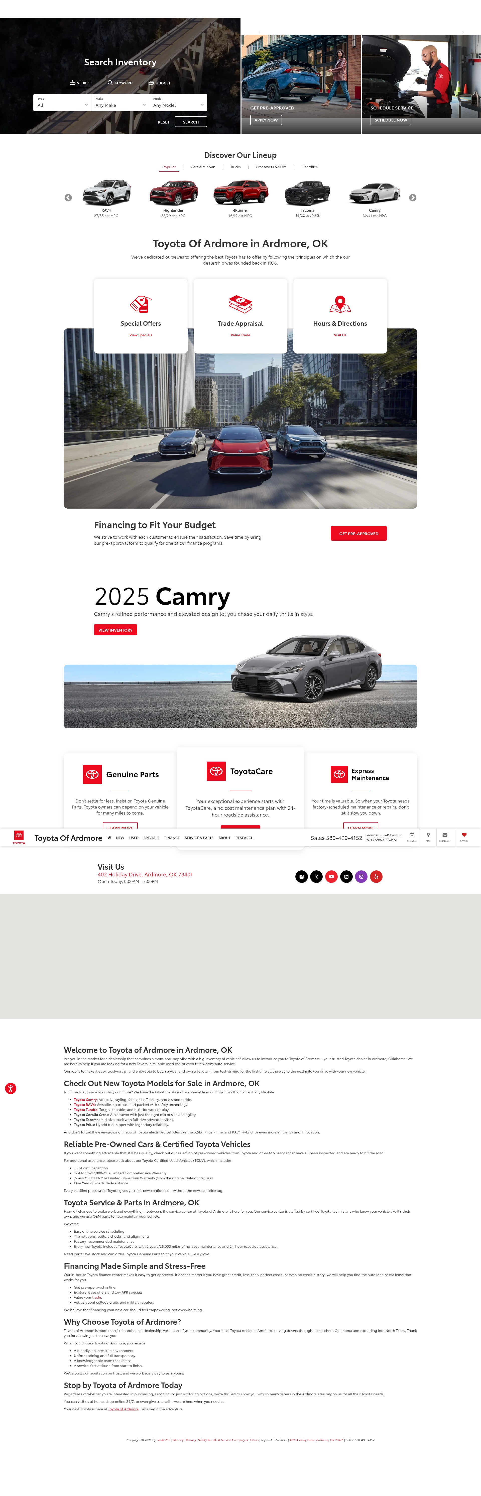 Screenshot of toyotaofardmore.com