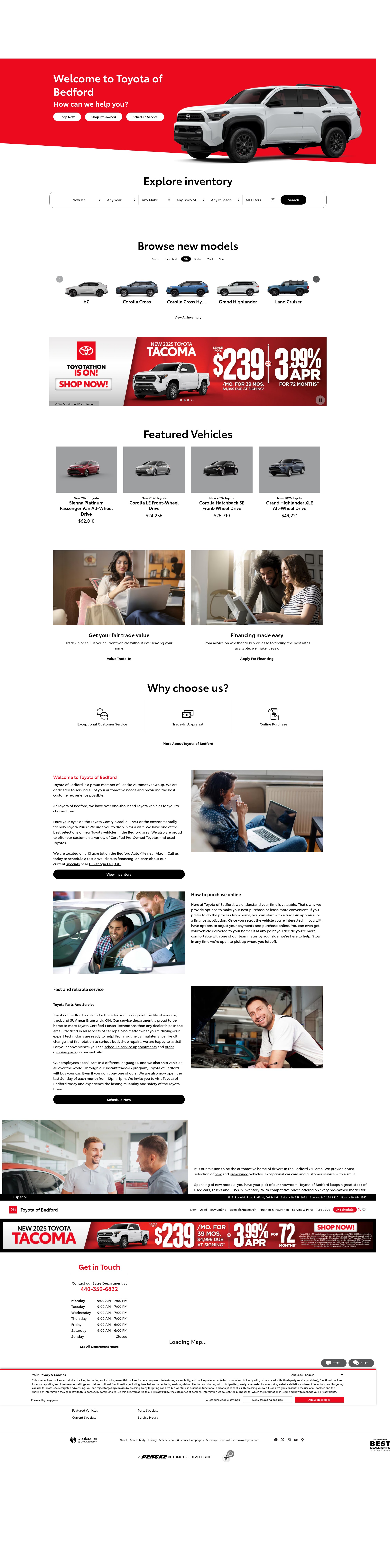 Screenshot of toyotaofbedford.com