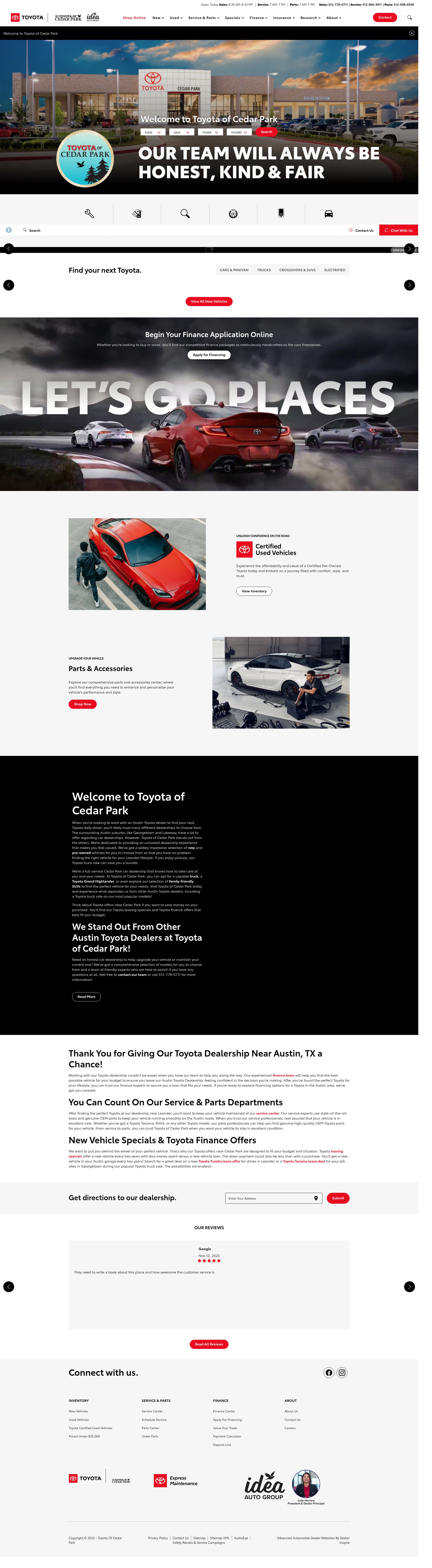 Screenshot of toyotaofcedarpark.com