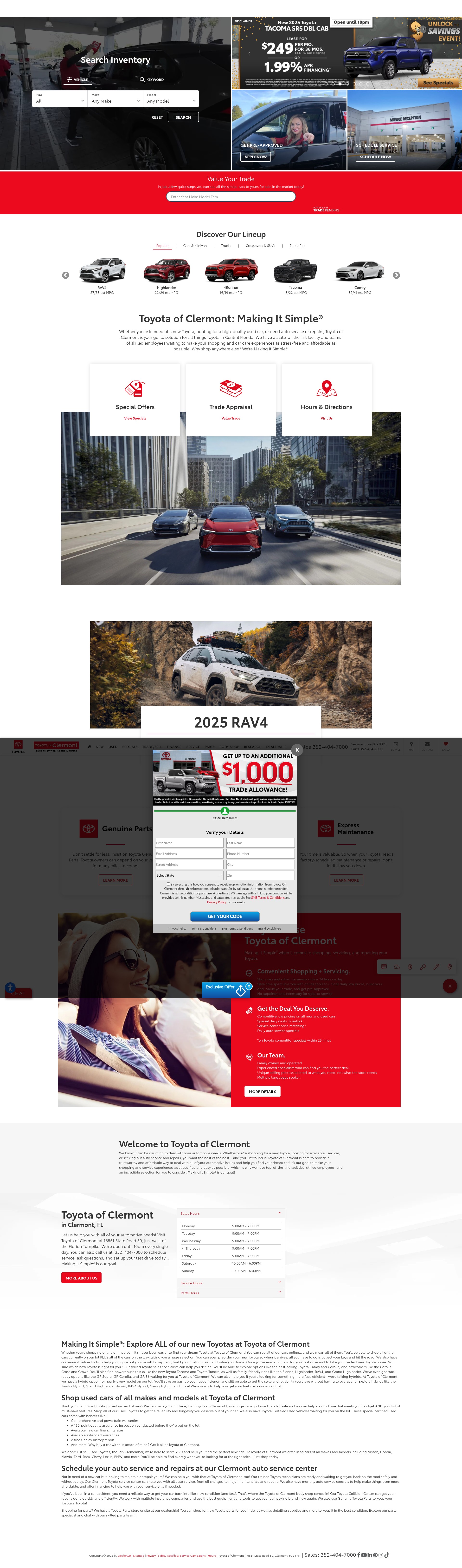 Screenshot of toyotaofclermont.com