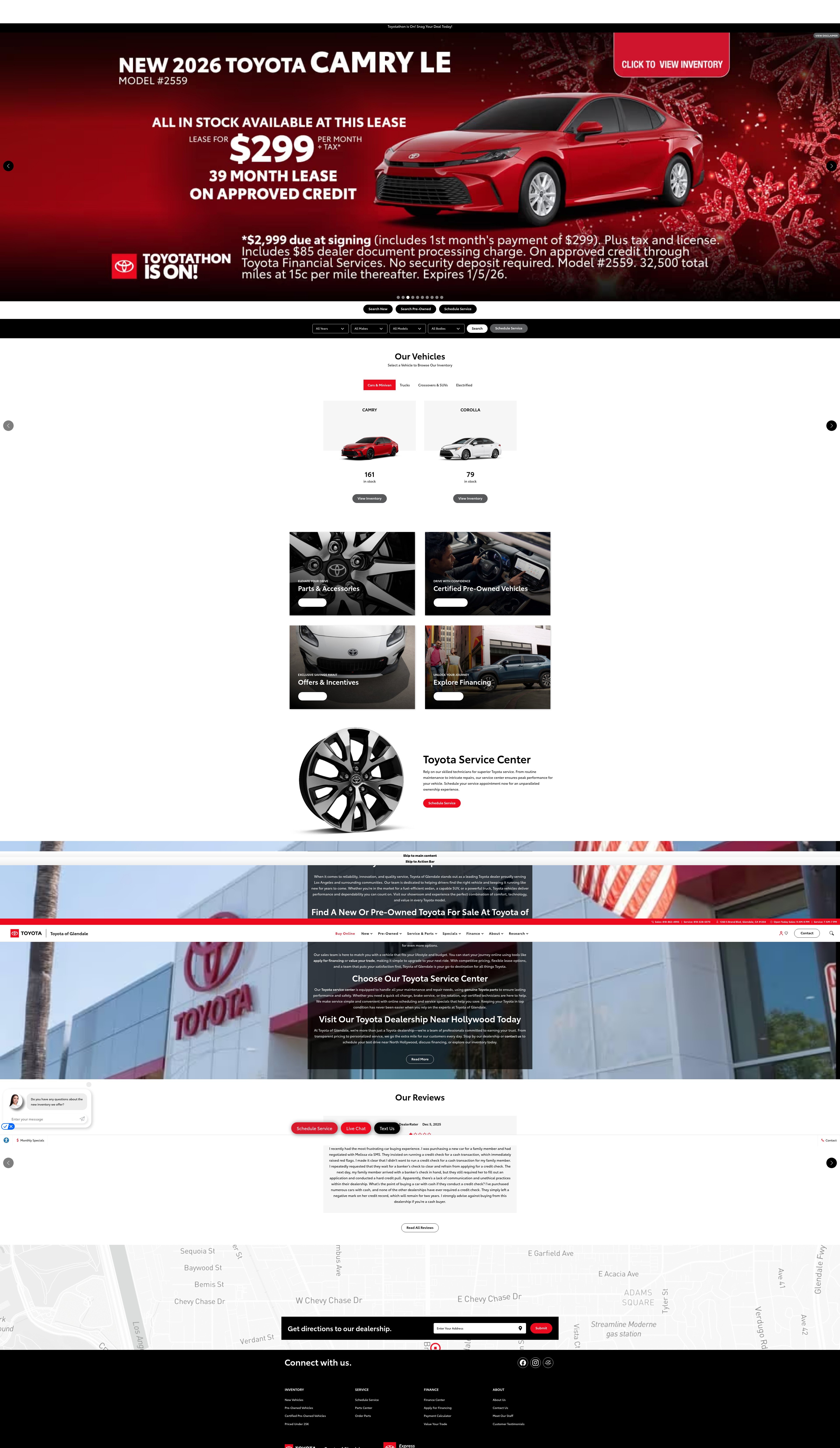 Screenshot of toyotaofglendale.com