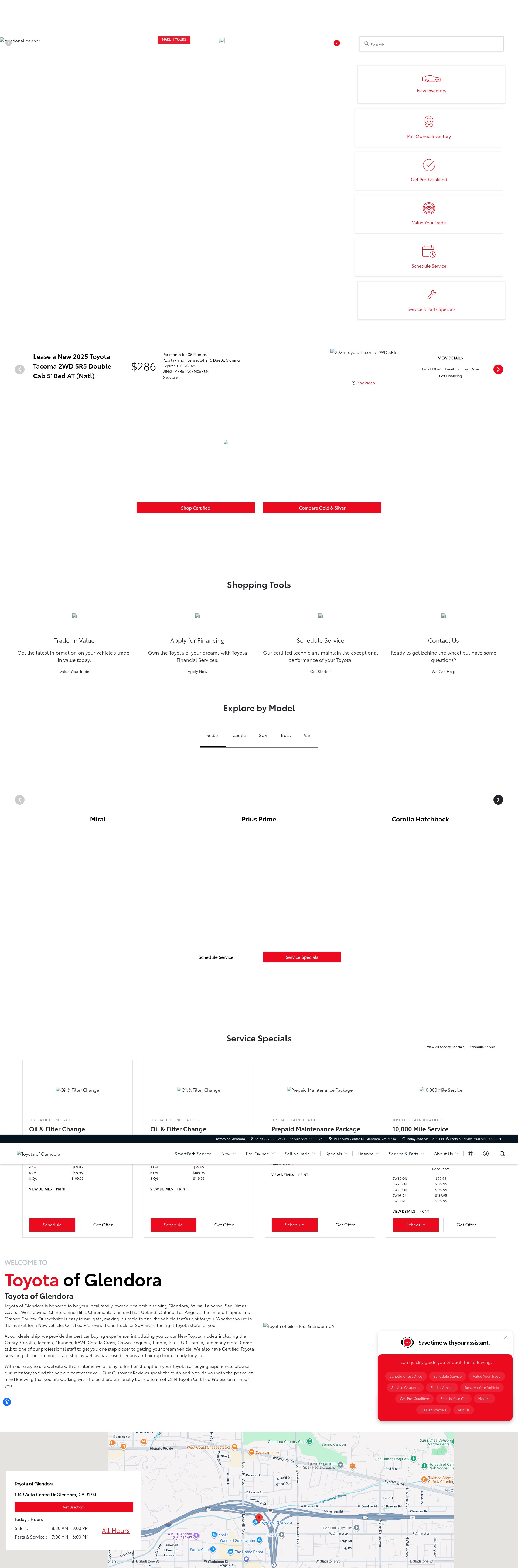 Screenshot of toyotaofglendora.com