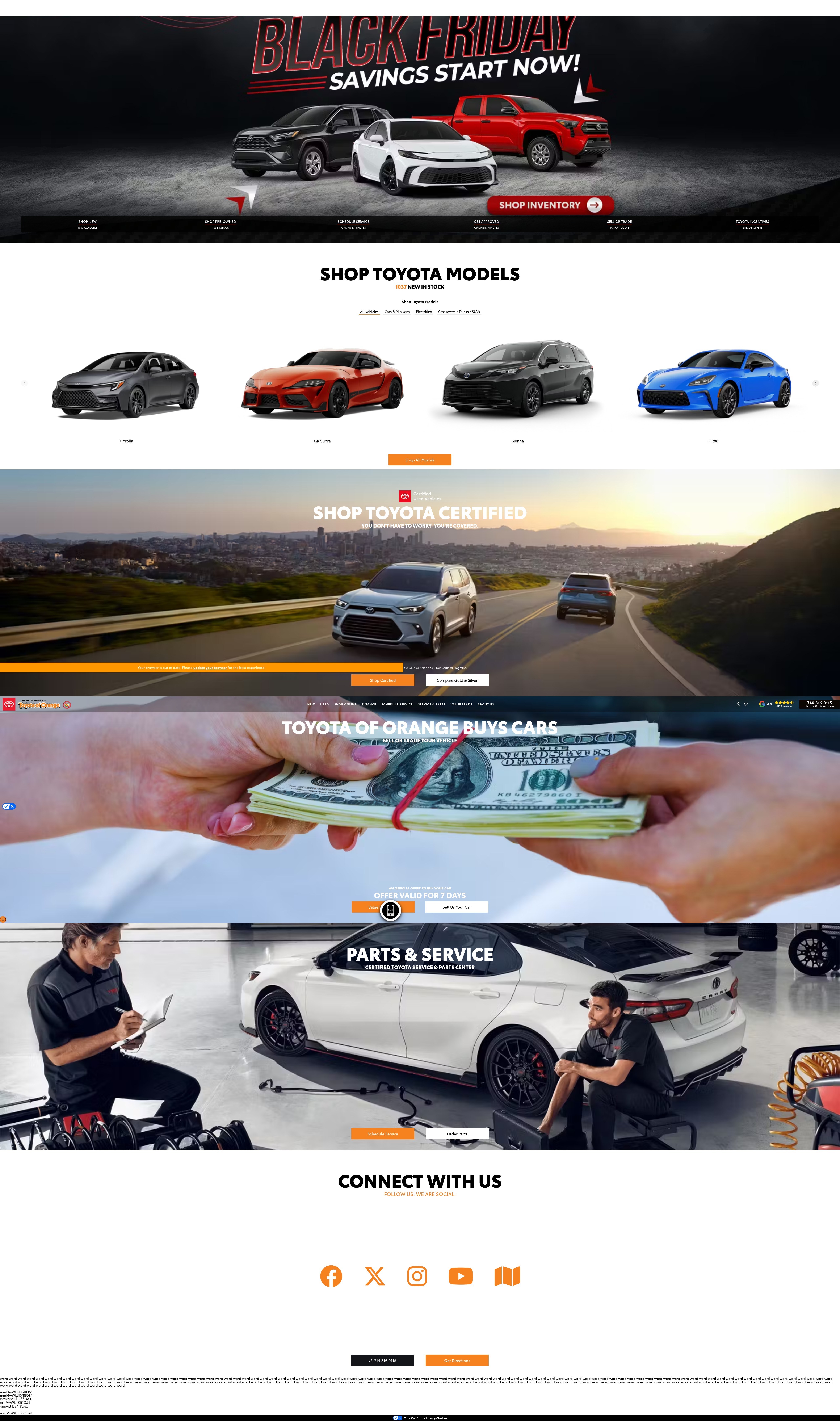 Screenshot of toyotaoforange.com