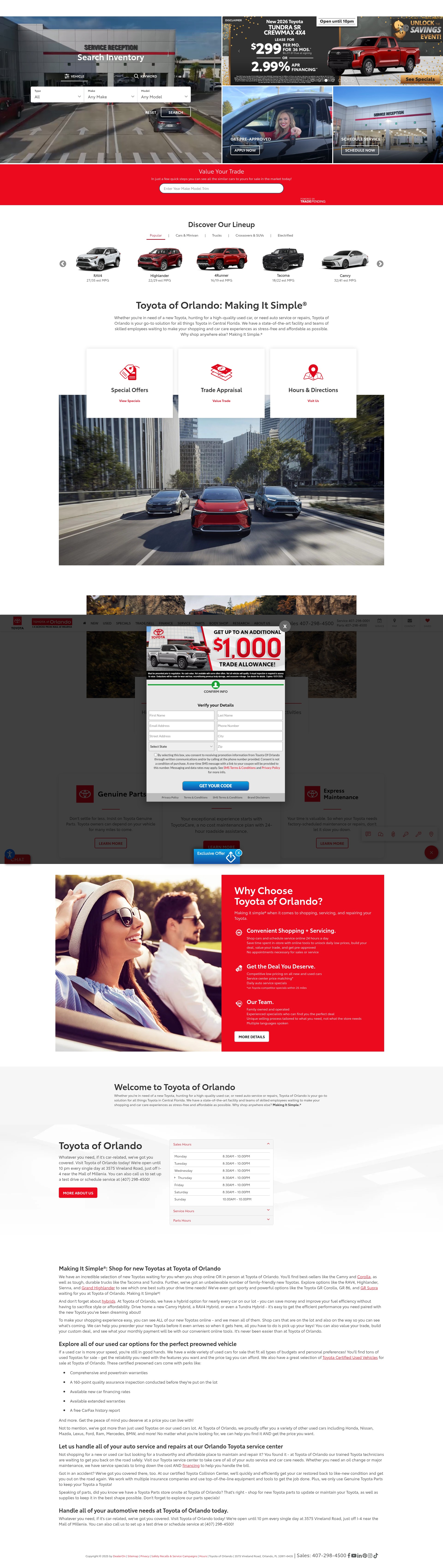 Screenshot of toyotaoforlando.com