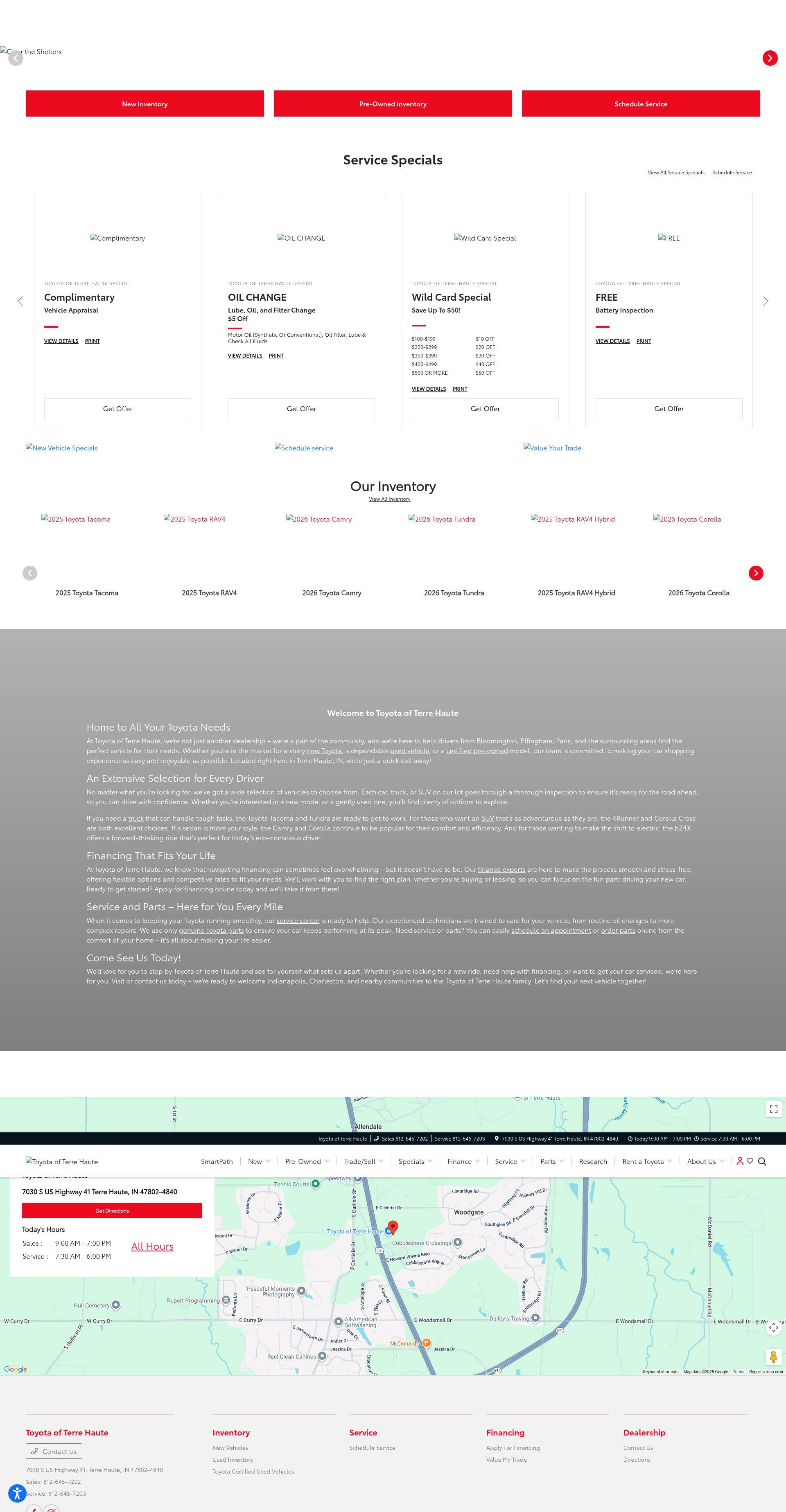 Screenshot of toyotaofterrehaute.com