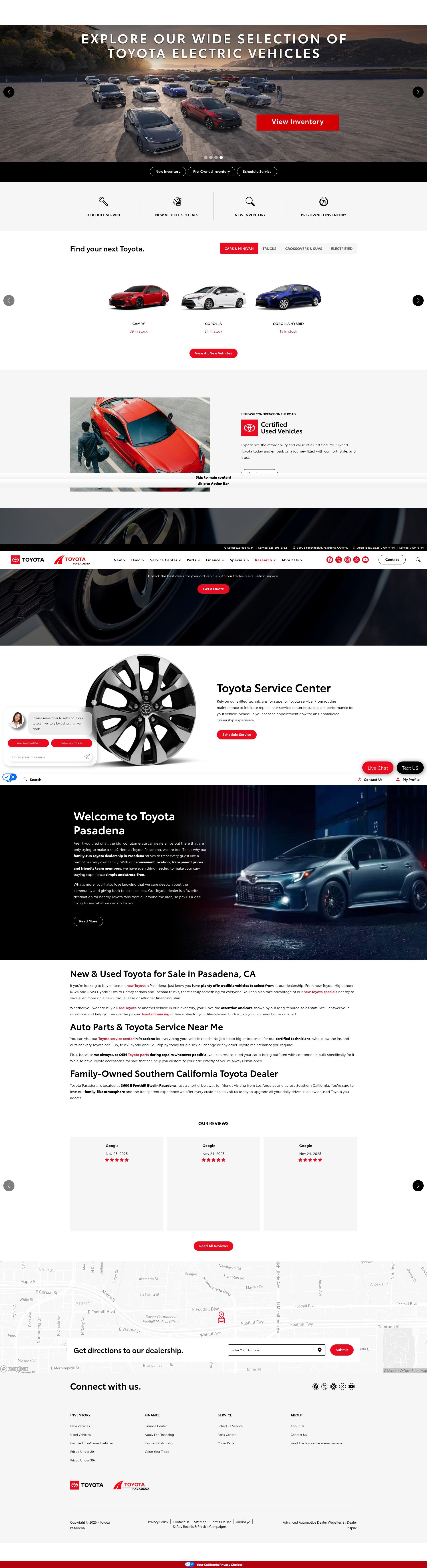 Screenshot of toyotapasadena.com
