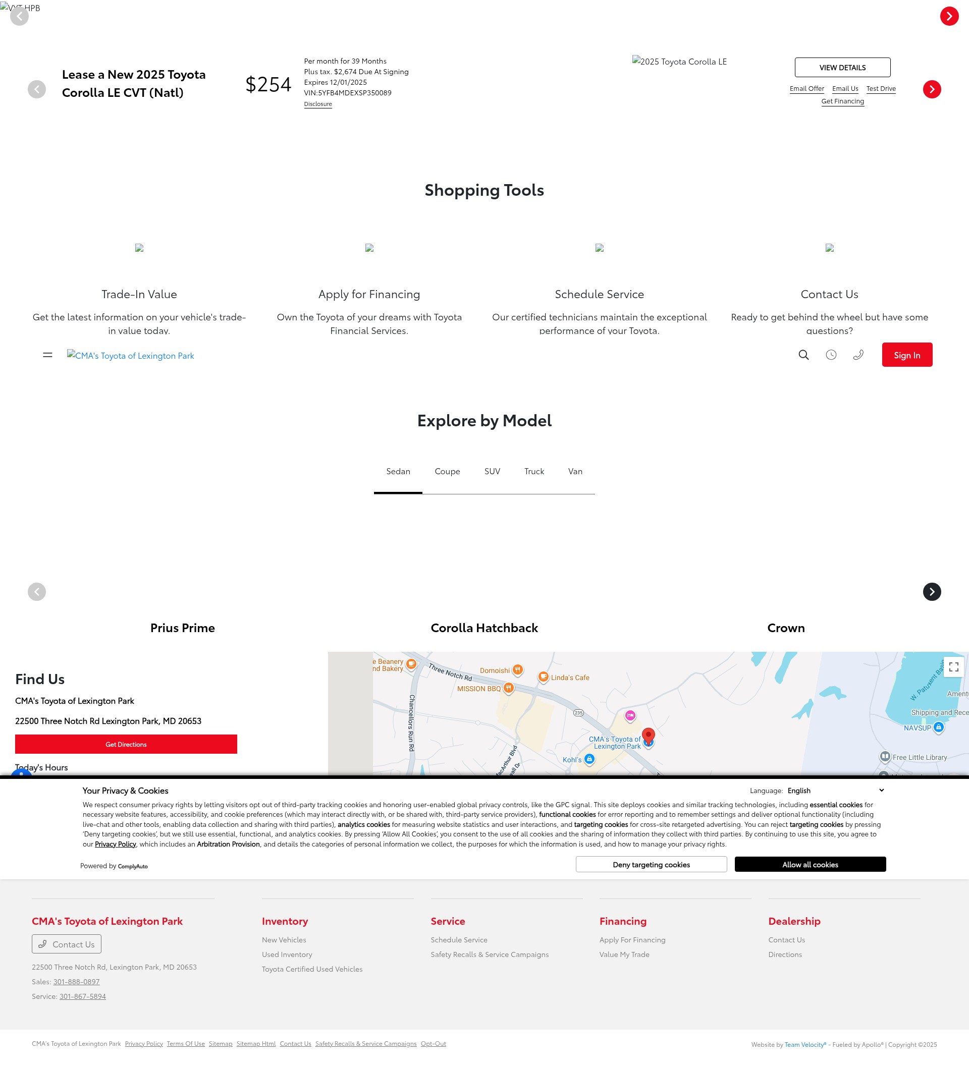 Screenshot of toyotasomd.com