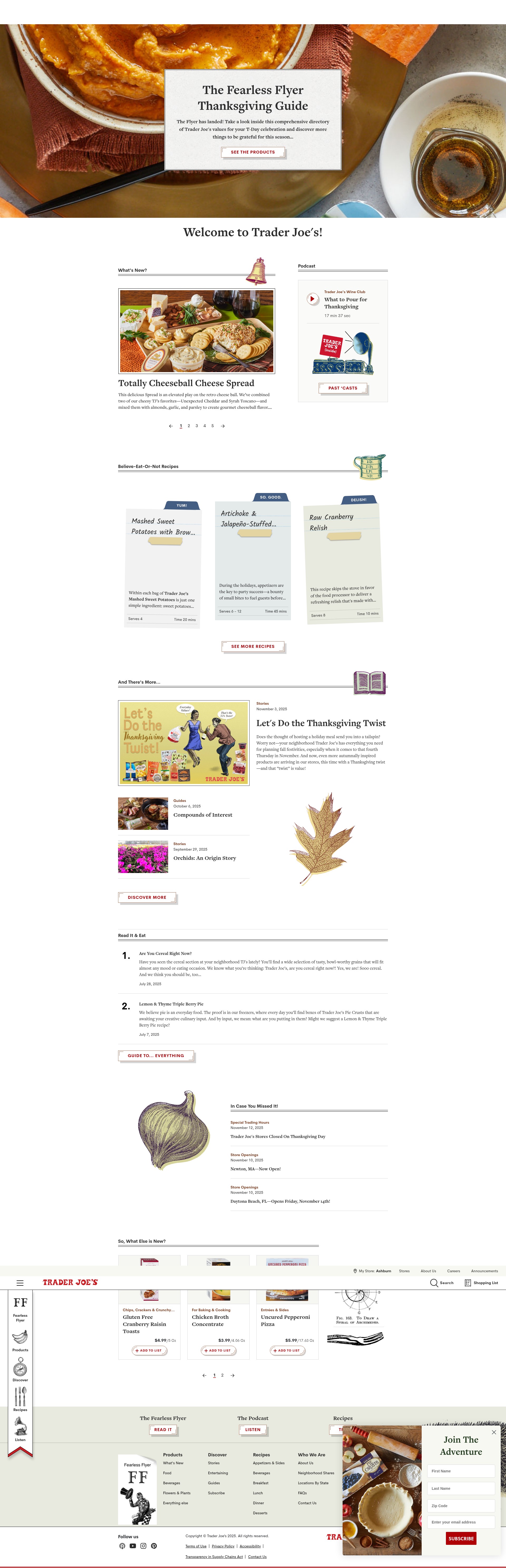 Screenshot of traderjoes.com