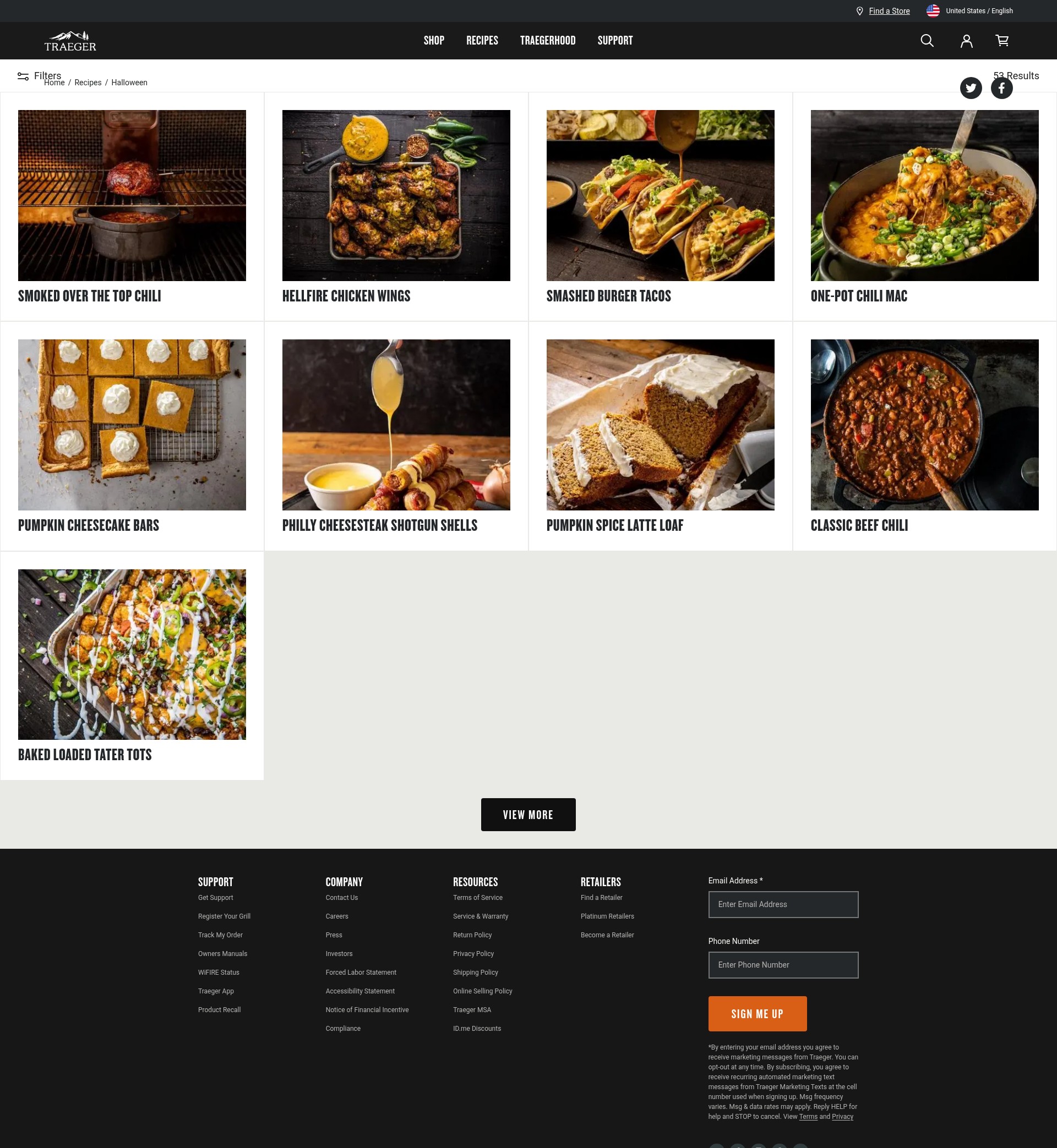 Screenshot of traeger.com