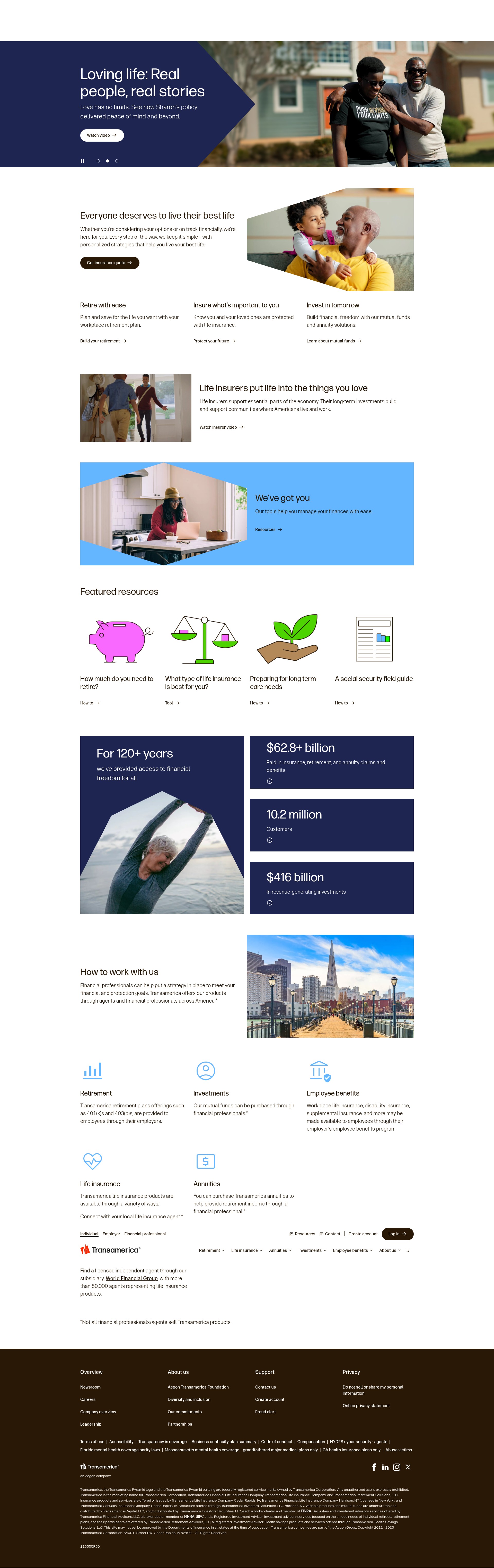 Screenshot of transamerica.com