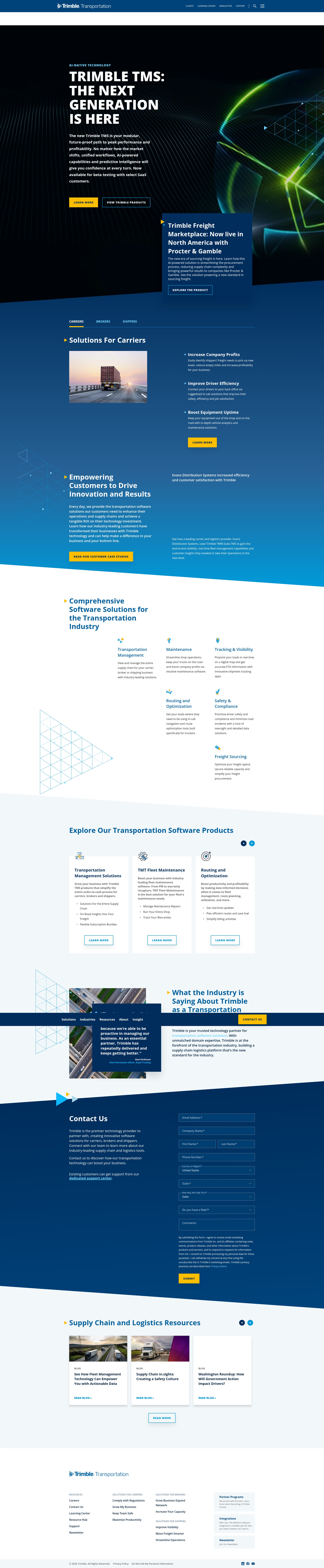 Screenshot of transportation.trimble.com