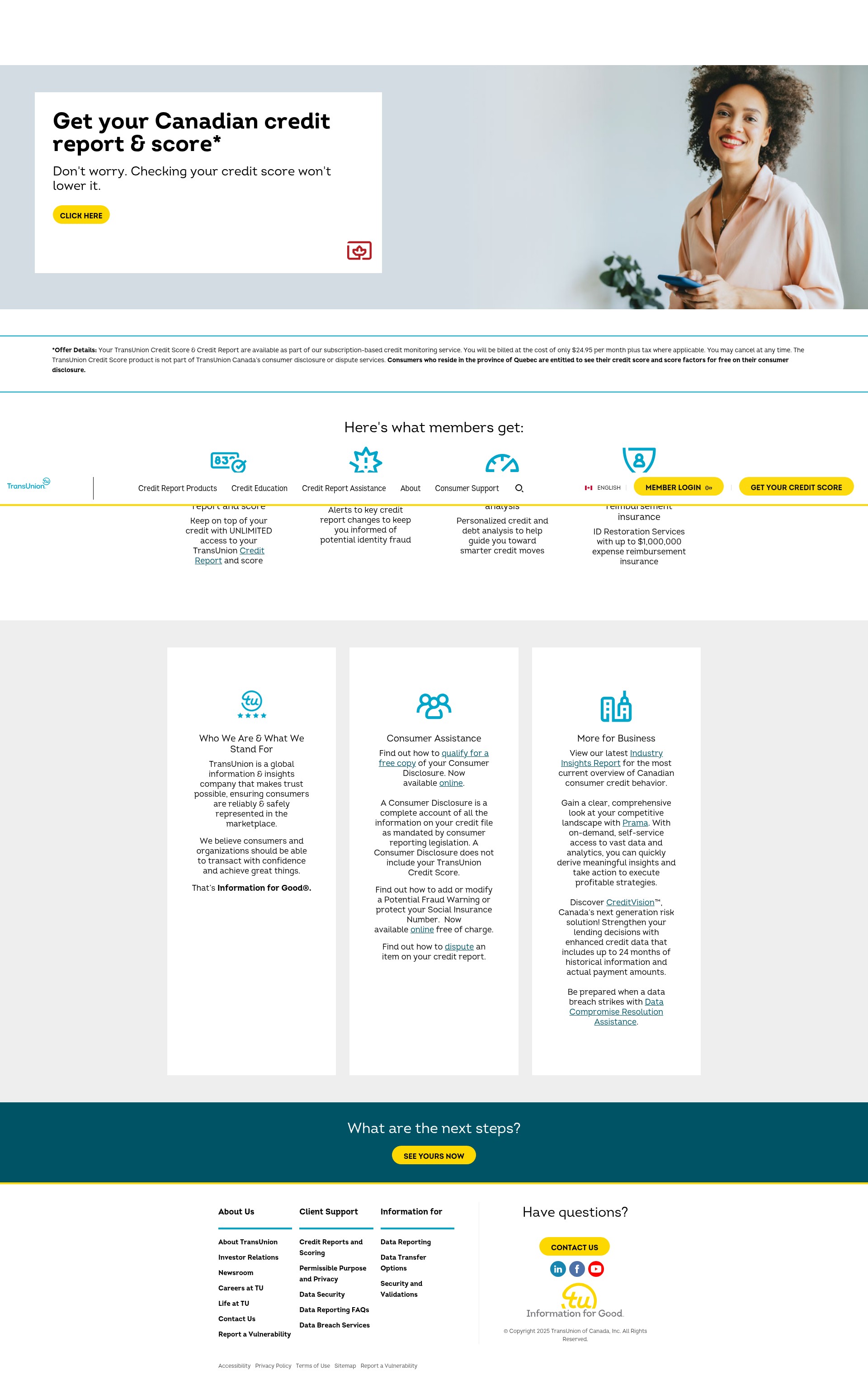 Screenshot of transunion.ca