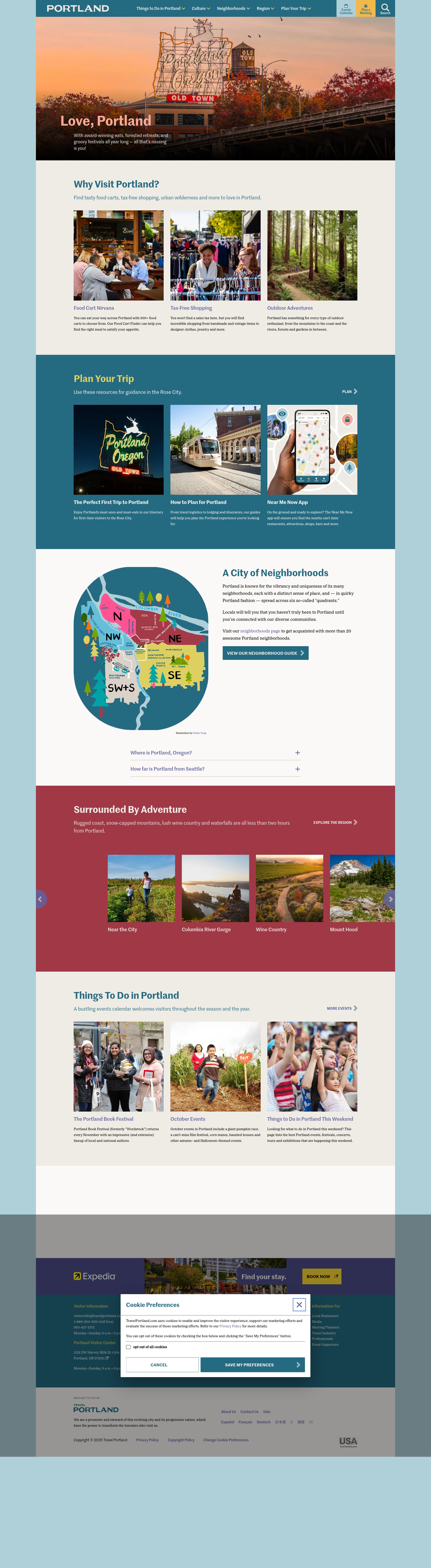 Screenshot of travelportland.com