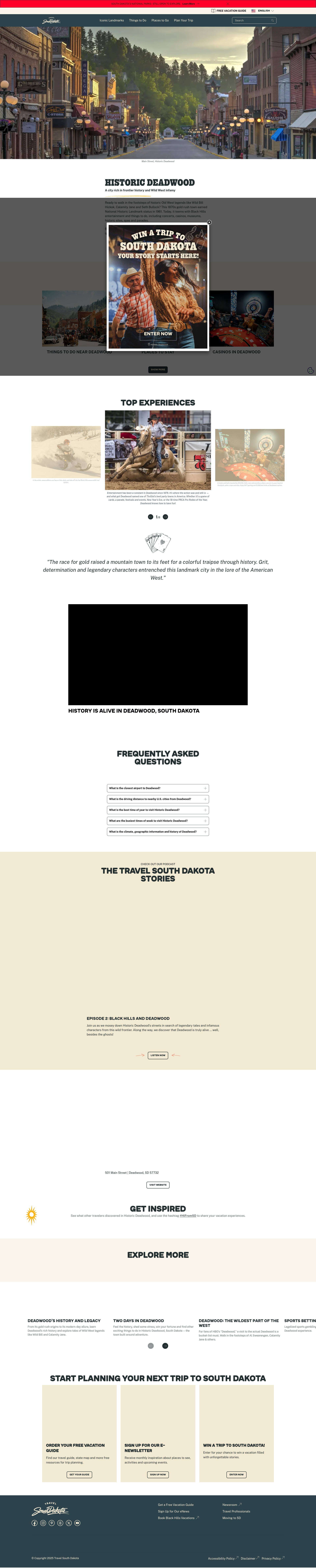 Screenshot of travelsouthdakota.com