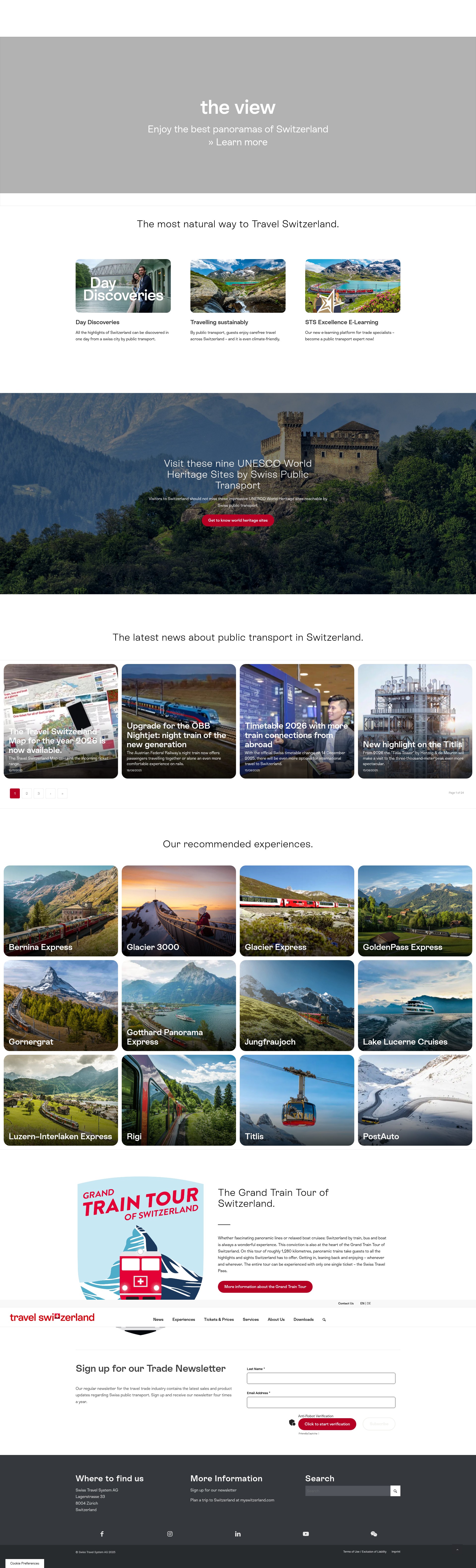 Screenshot of travelswitzerland.com