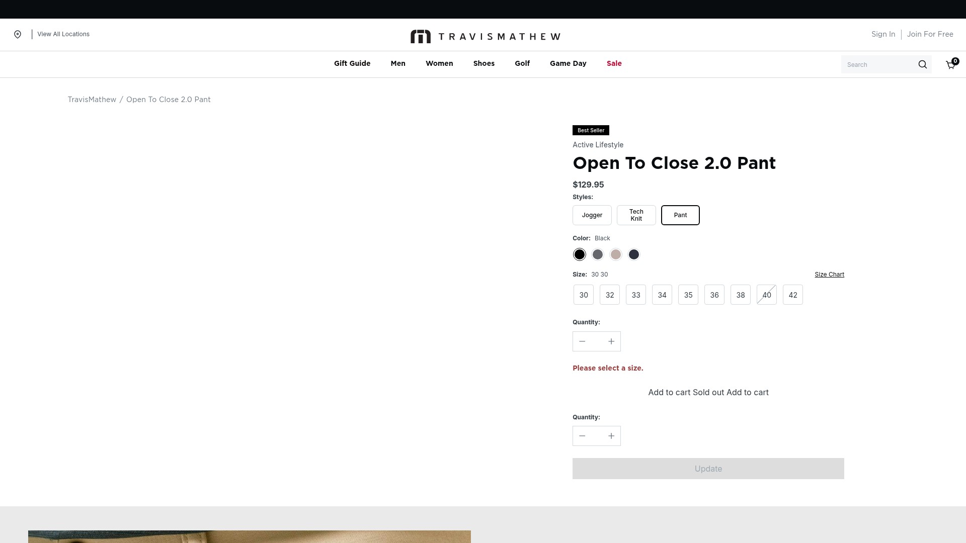 Screenshot of travismathew.com