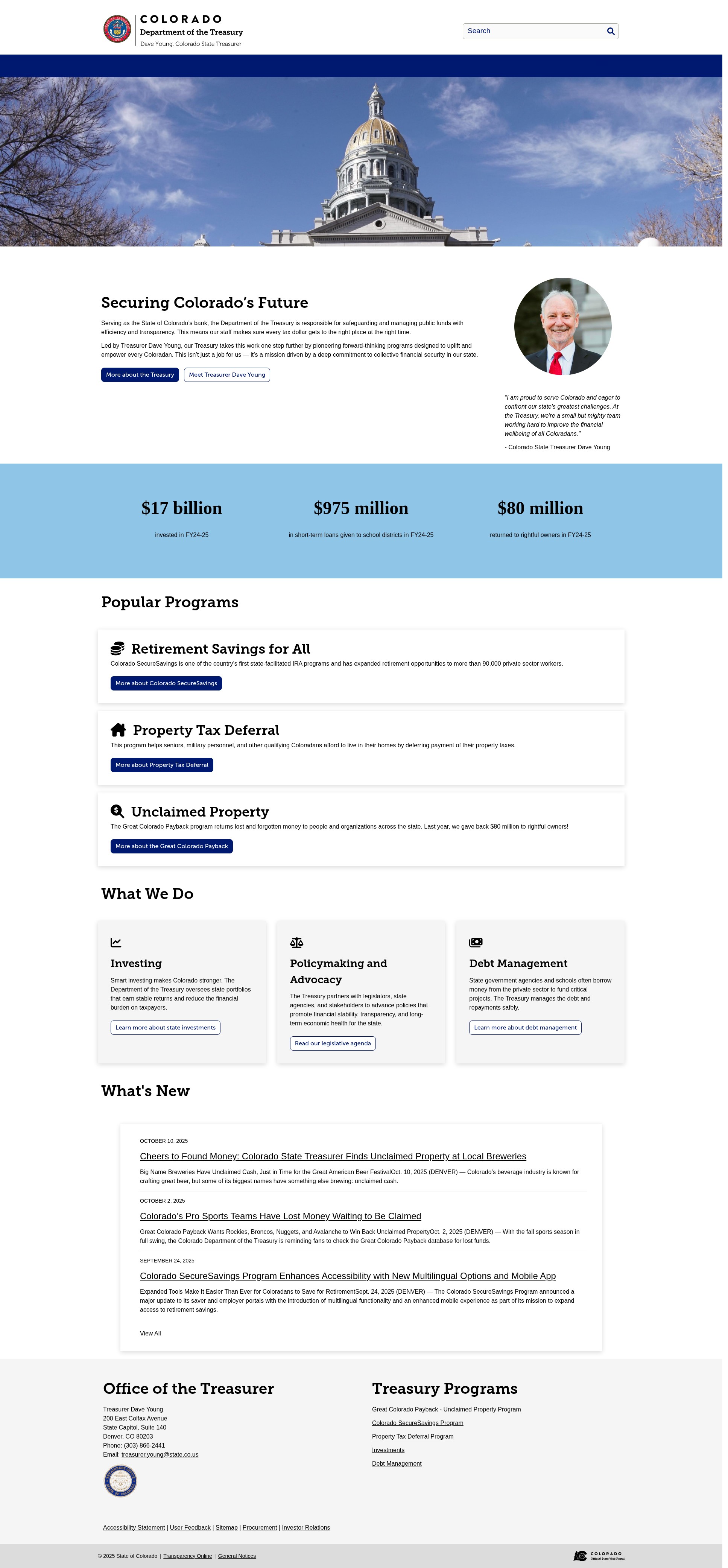 Screenshot of treasury.colorado.gov