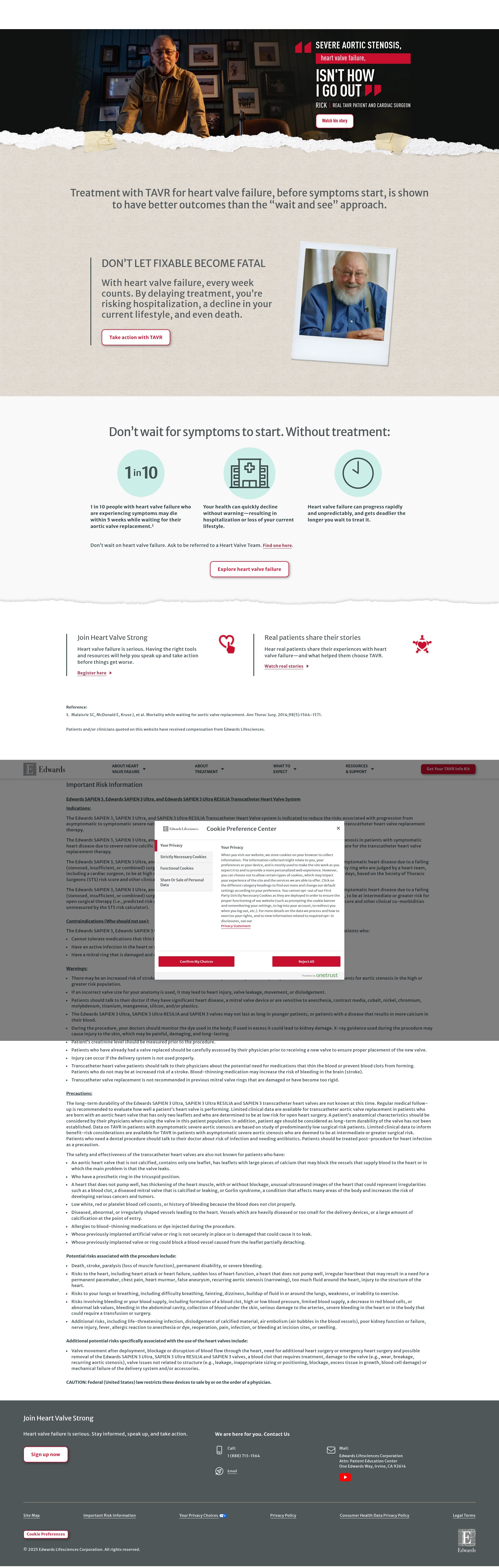 Screenshot of treatheartvalvefailure.com
